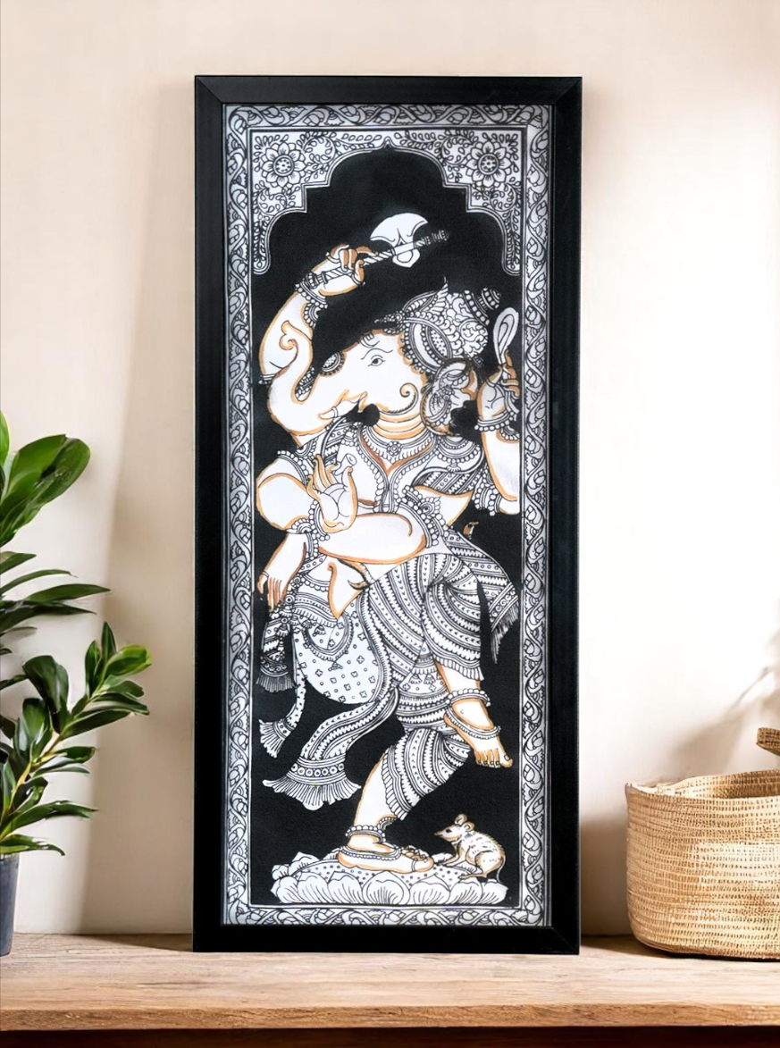 Graceful Lord Ganesha Traditional Wall Art – Divine Elegance for Your –  Divya Mandir, image size:873x1173