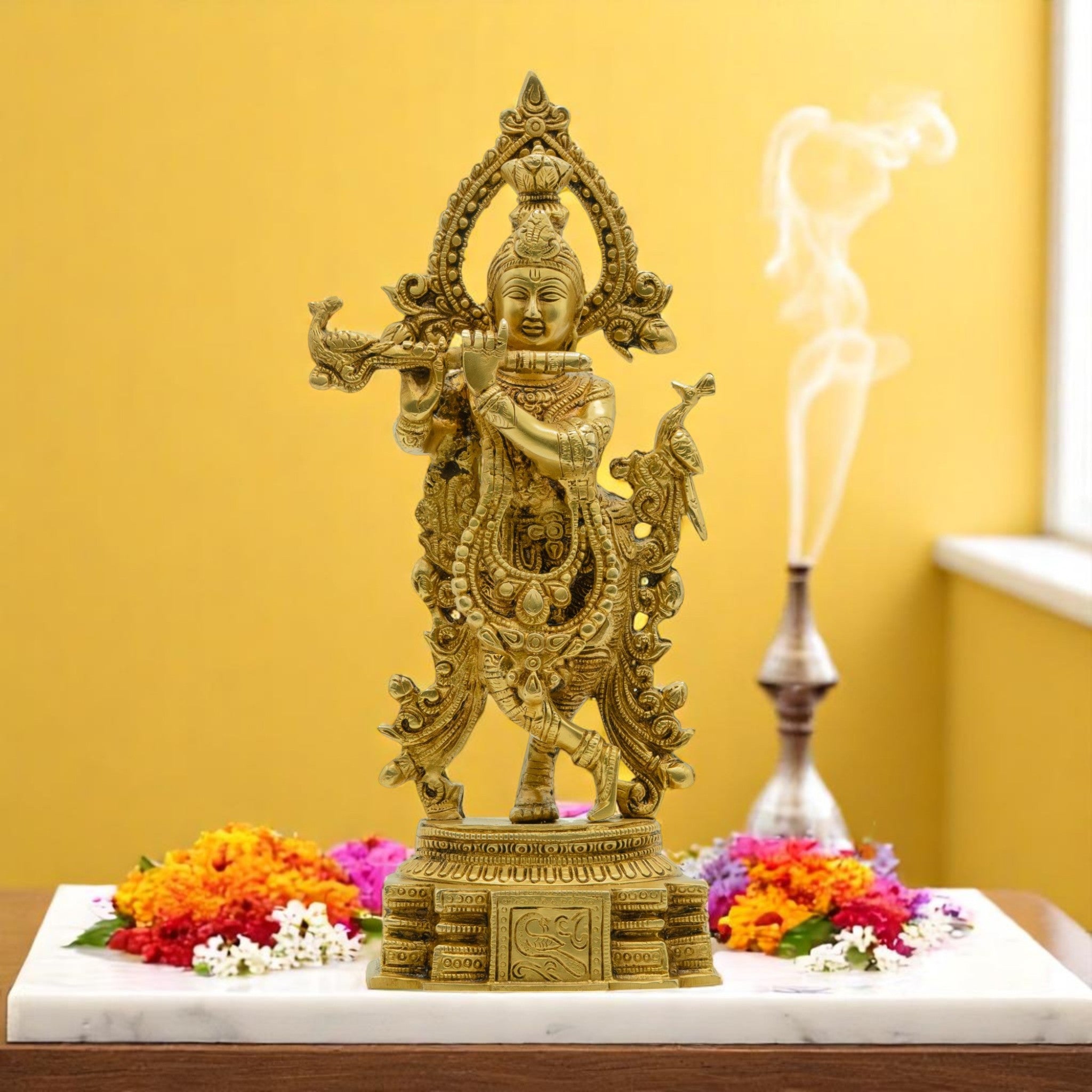Lord Krishna Brass Idol – A Divine Melody of Love & Devotion