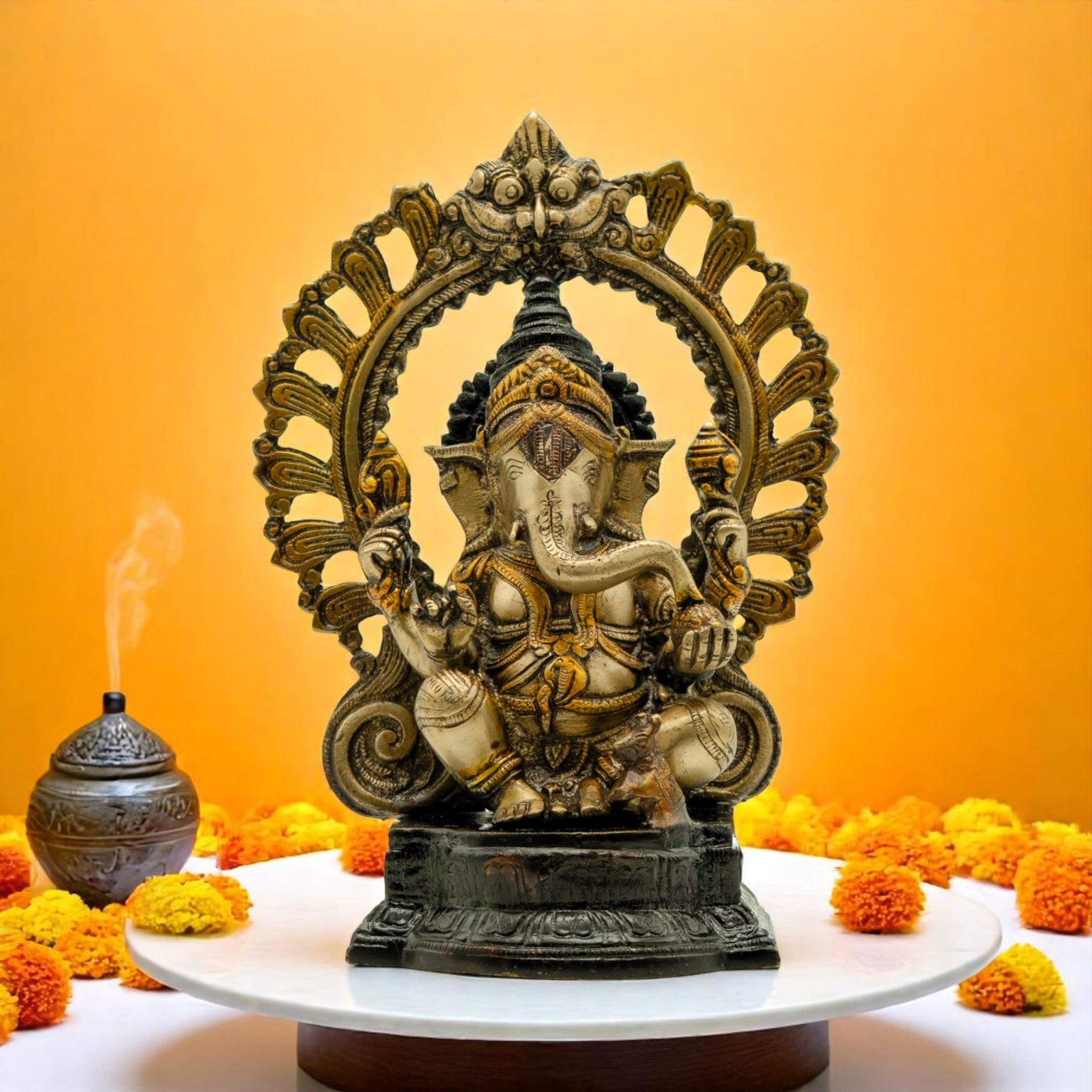 Lord Ganesha Brass Idol – A Sacred Emblem of Wisdom & Prosperity