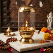 Premium Cast Brass Akhand Diya, 18cm – Temple Grade