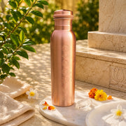 Copper Water Bottle, 1L | 7 Chakra Engraved | 26cm Height