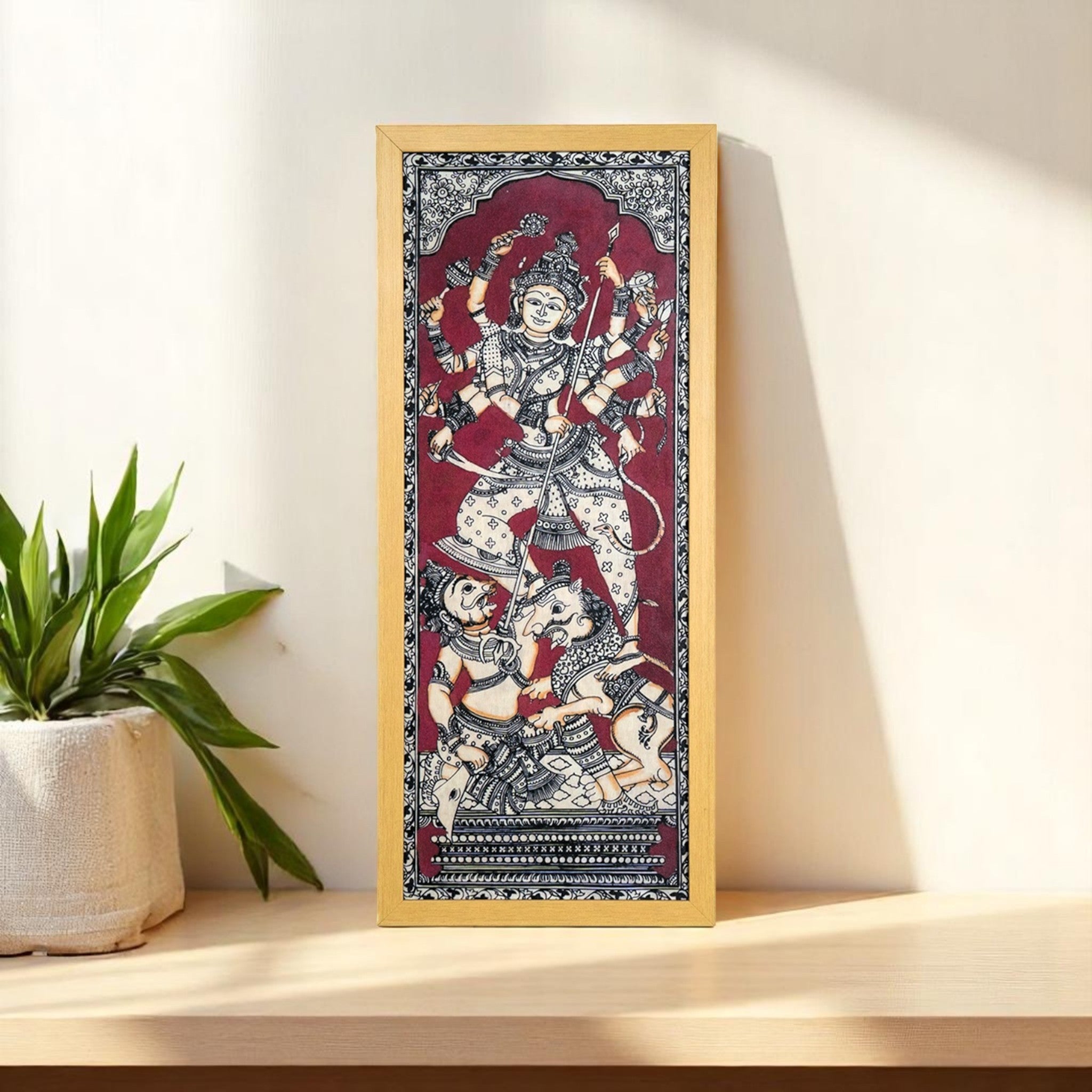 Majestic Goddess Durga Traditional Wall Art – A Symbol of Power & Protection