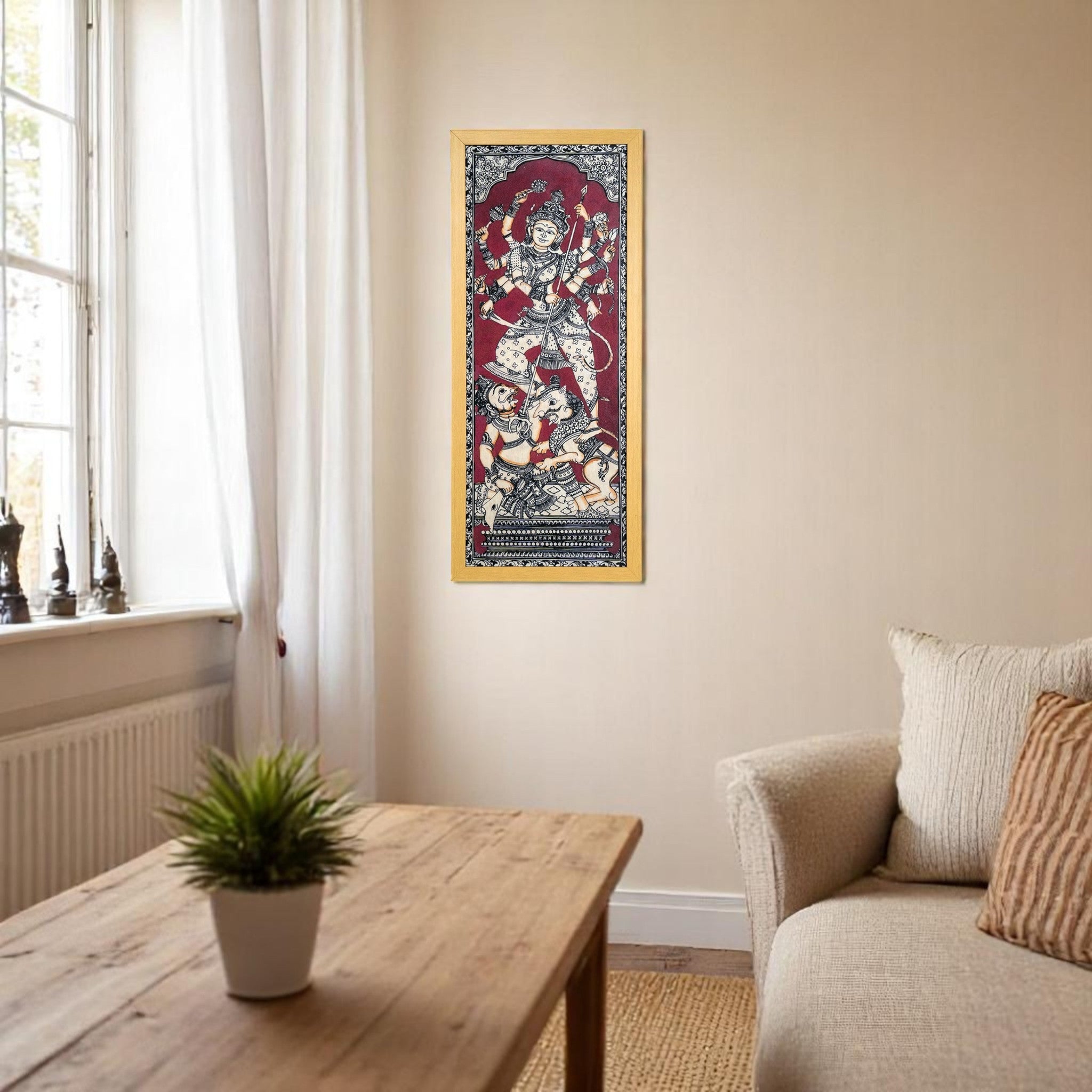 Majestic Goddess Durga Traditional Wall Art – A Symbol of Power & Protection