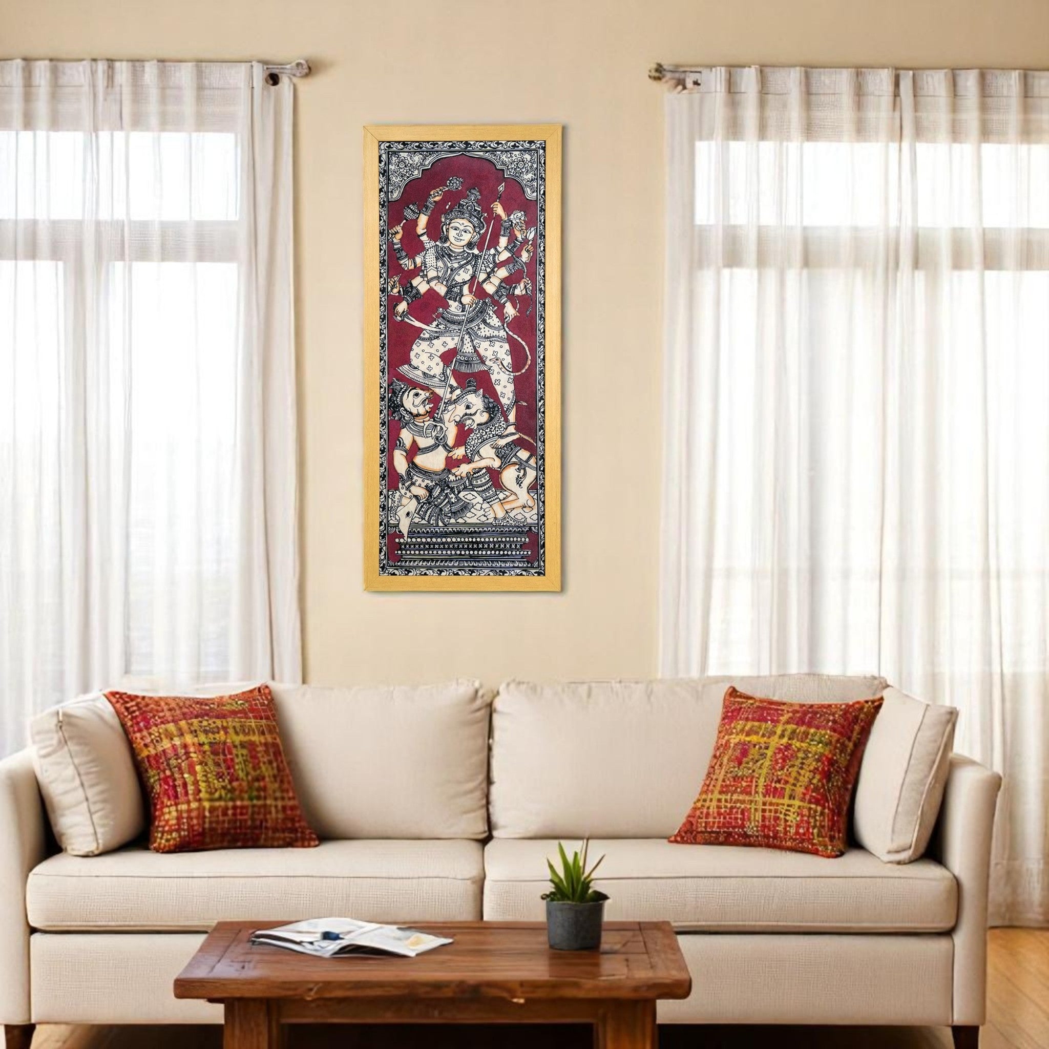 Majestic Goddess Durga Traditional Wall Art – A Symbol of Power & Protection