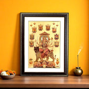 Goddess Durga Gold Foil Wall Art – A Divine Masterpiece for Your Home & Puja Room