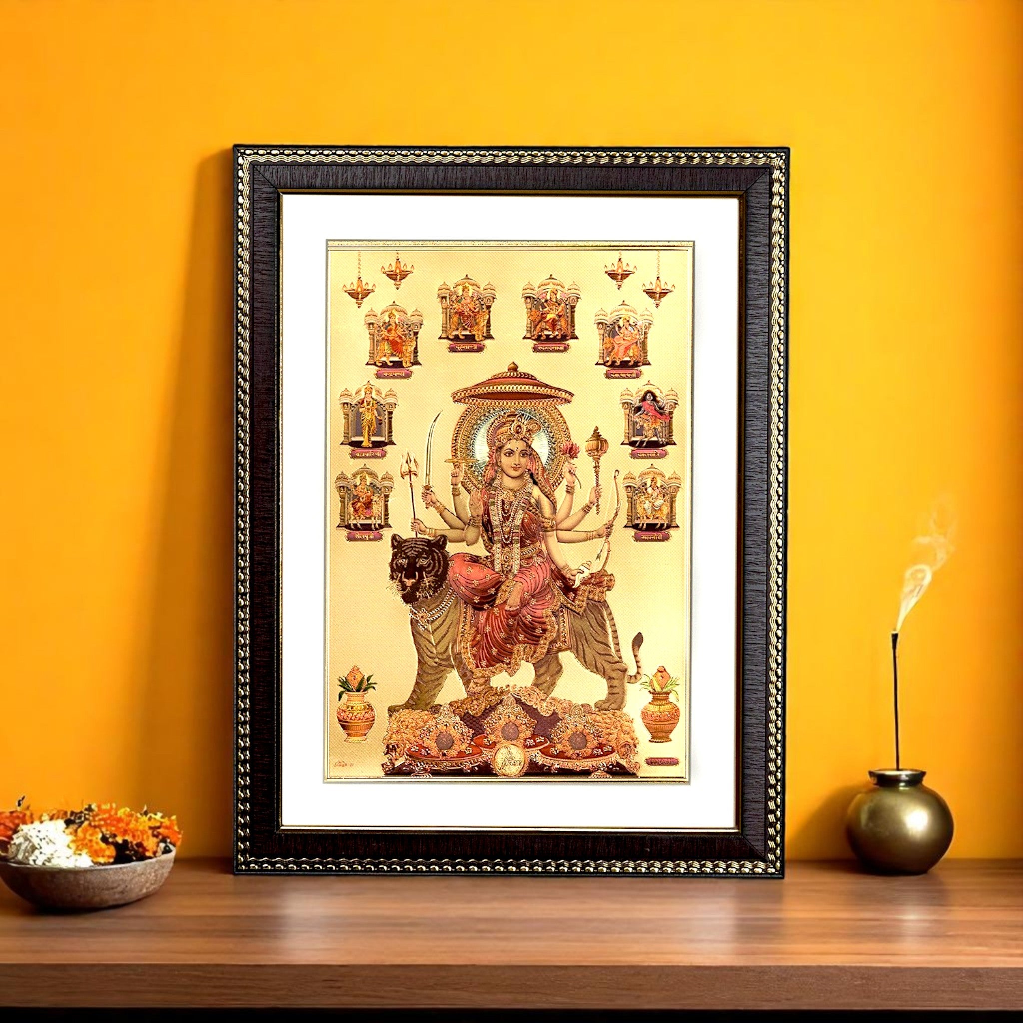 Goddess Durga Gold Foil Wall Art – A Divine Masterpiece for Your Home & Puja Room
