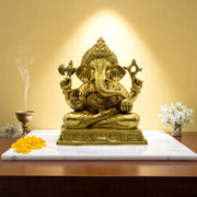 Divine Lord Ganesha Idol – Fine Brass Craftsmanship for Your Puja Room & Auspicious Beginnings