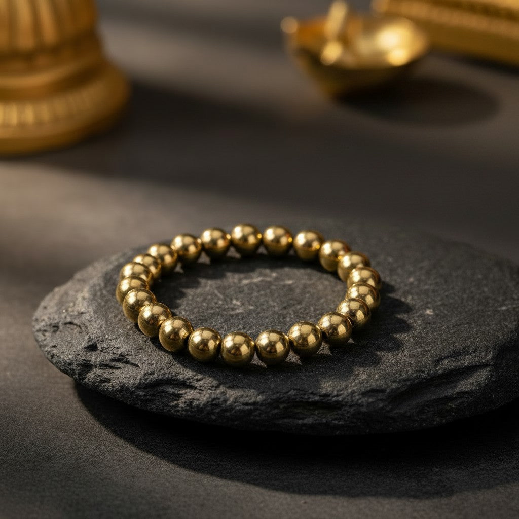 Golden Pyrite Abundance Bead Bracelet