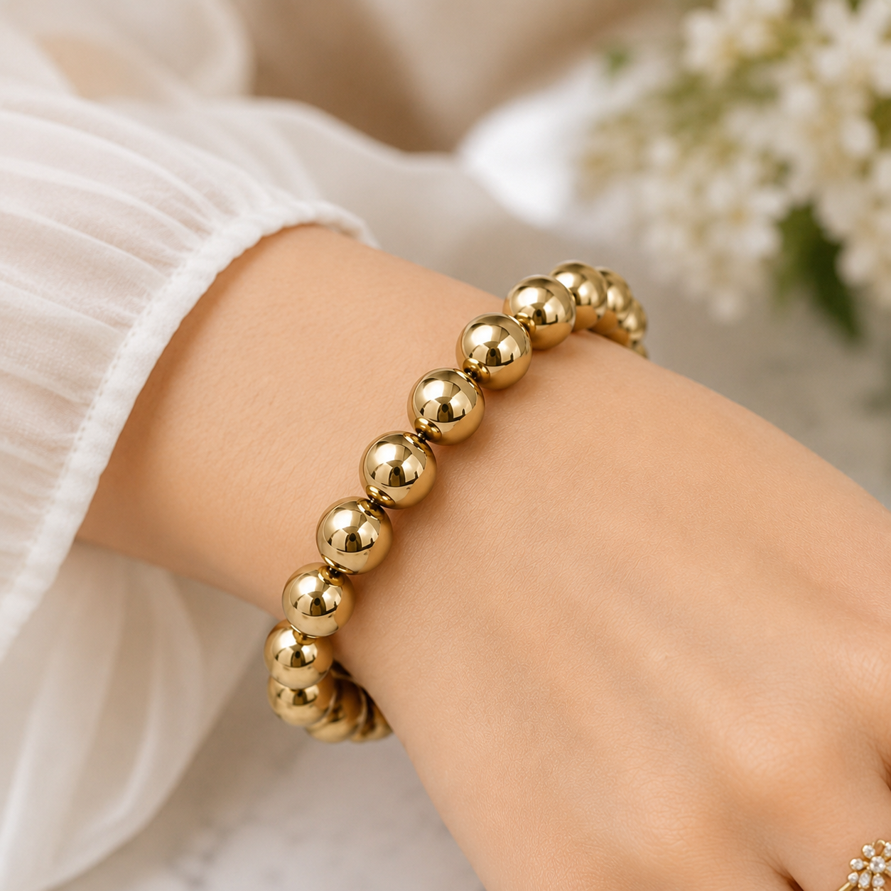Golden Pyrite Abundance Bead Bracelet