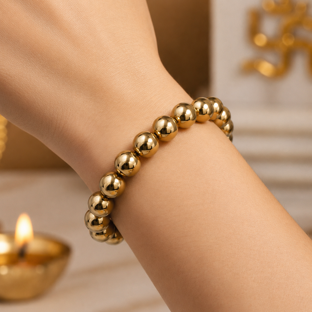 Golden Pyrite Abundance Bead Bracelet