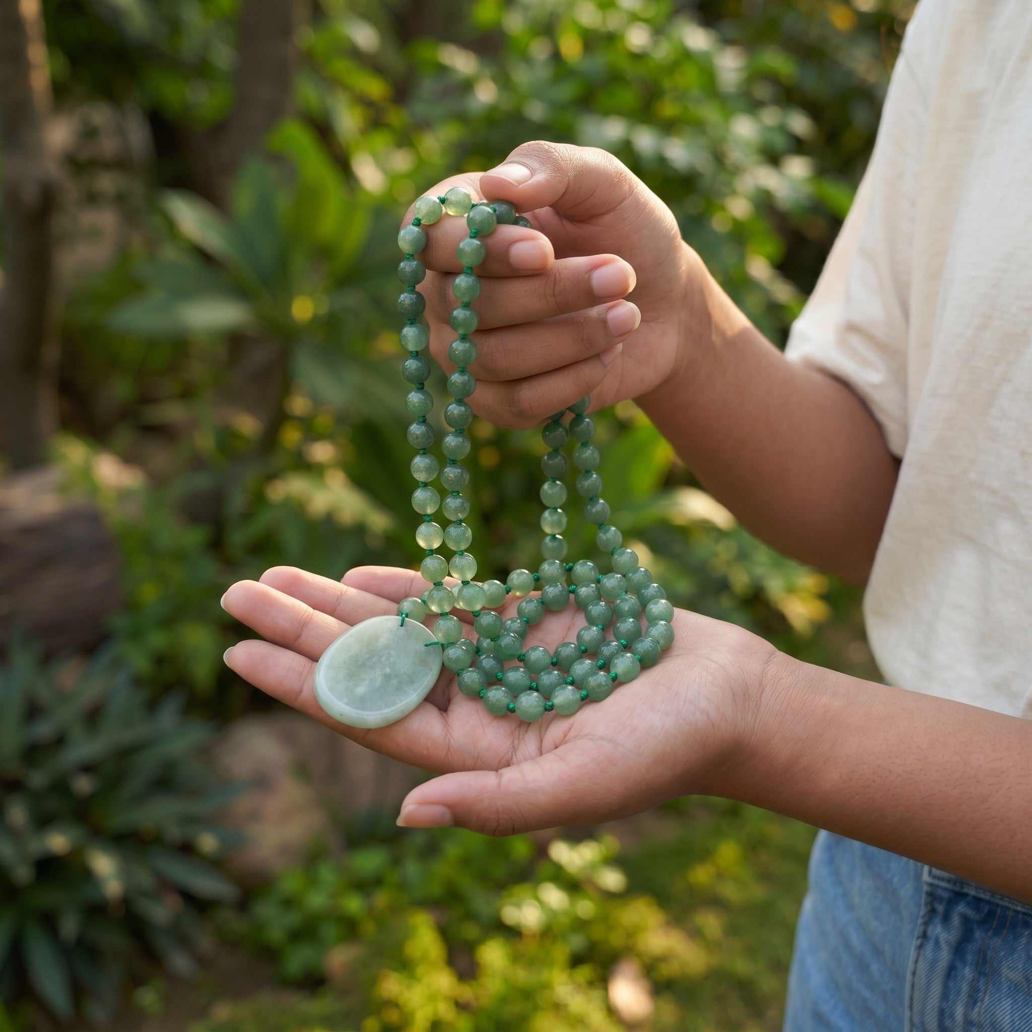 Green Aventurine 108 Beads + 1 Thumbstone Japmala