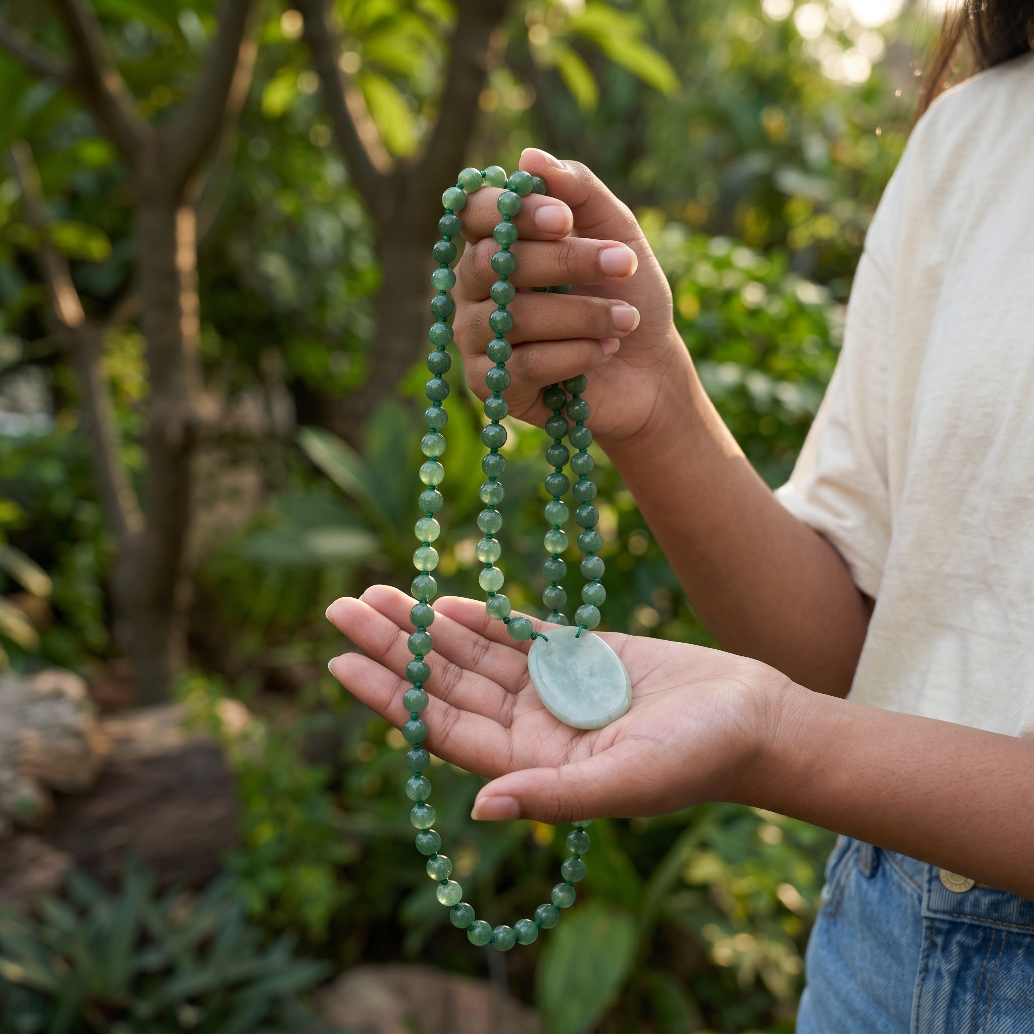 Green Aventurine 108 Beads + 1 Thumbstone Japmala