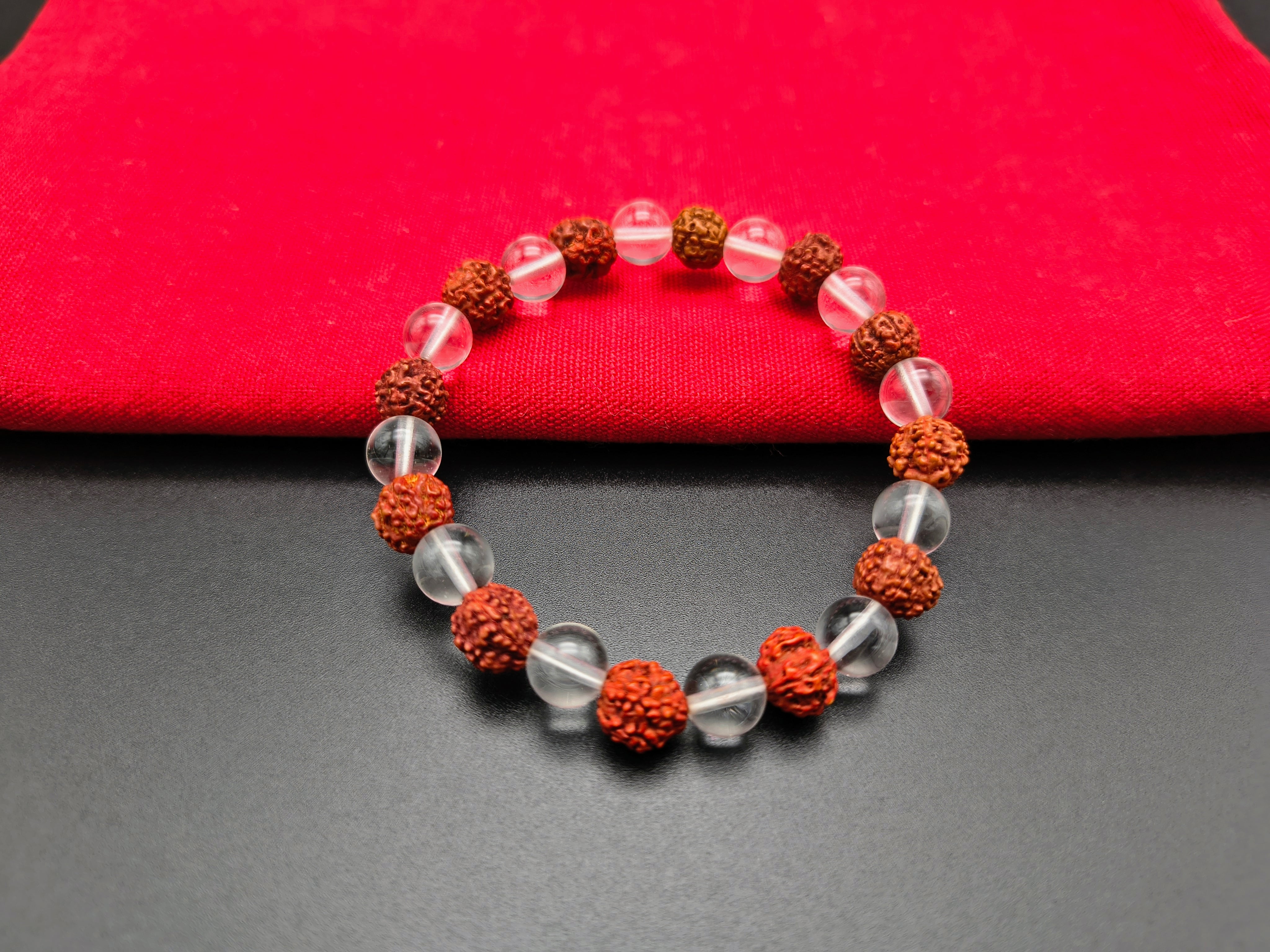 Rudraksha and Sphatik Bracelet (5 Mukhi)