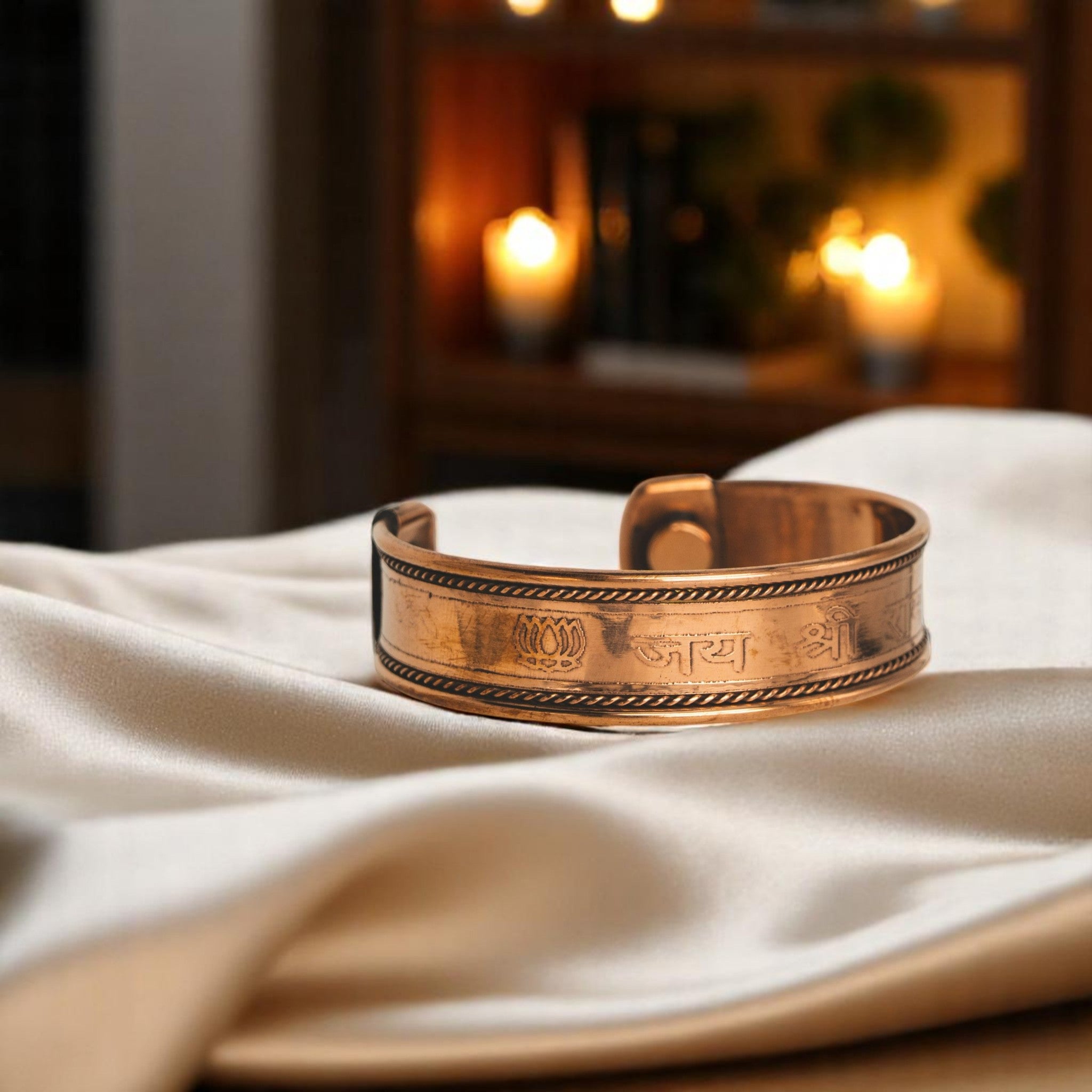 Copper Magnetic Jai Shri Ram Bracelet – Divine Strength in Every Detail