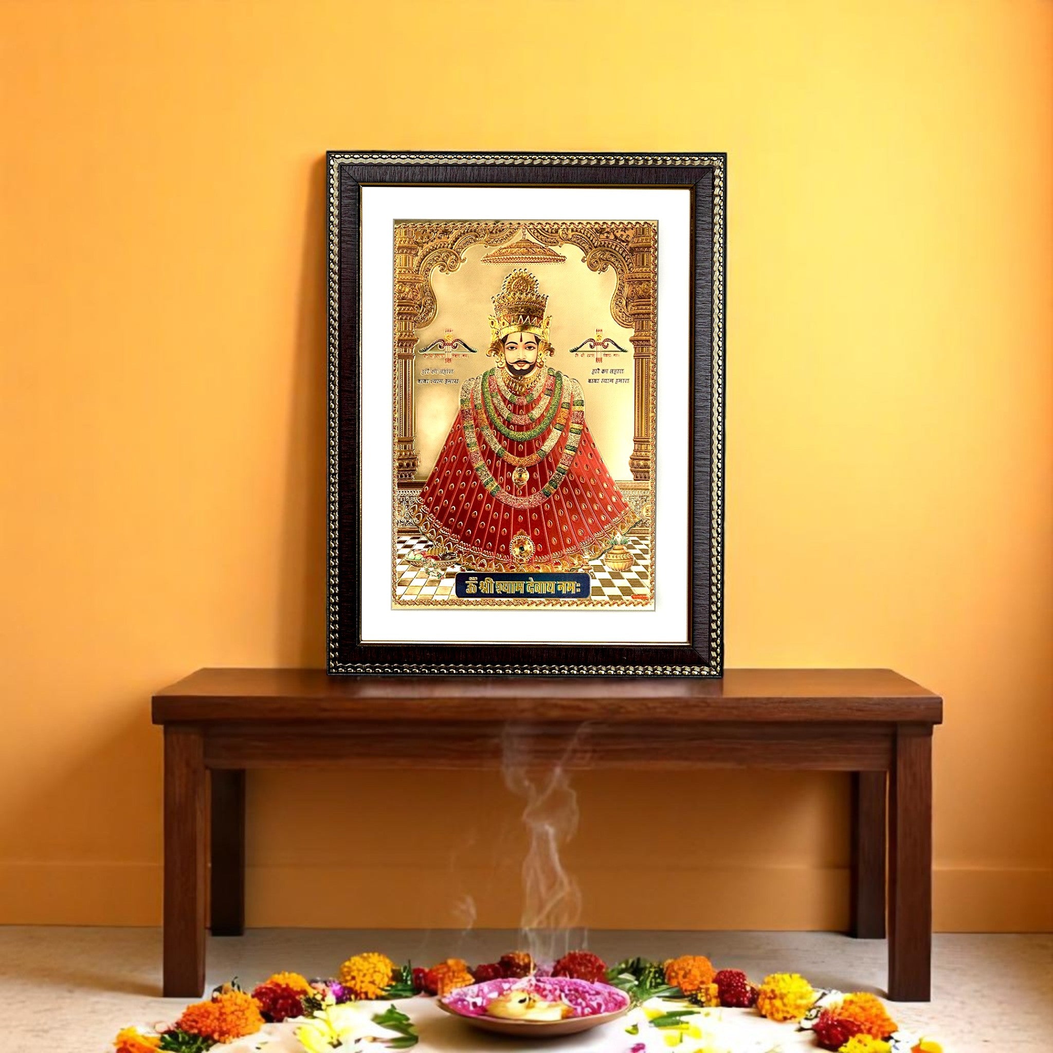 Shri Khatu Shyam Gold Foil Wall Art – A Divine Masterpiece for Your Home & Puja Room