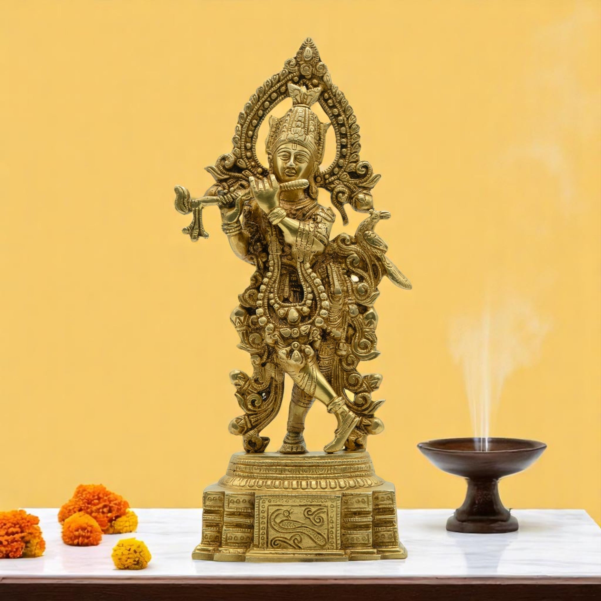 Lord Krishna Brass Idol – Embodiment of Love, Grace & Devotion