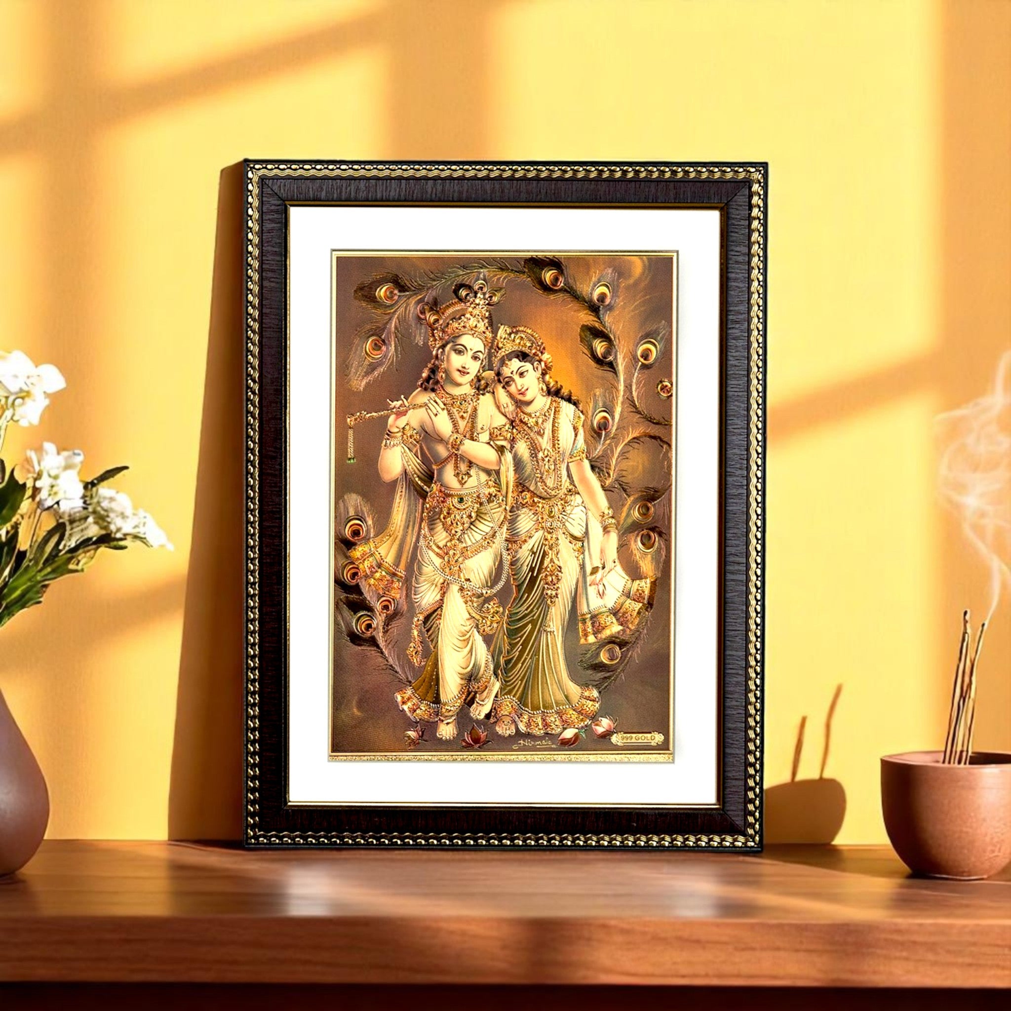 Radha Krishna Gold Foil Wall Art – A Divine Masterpiece for Your Home & Puja Room
