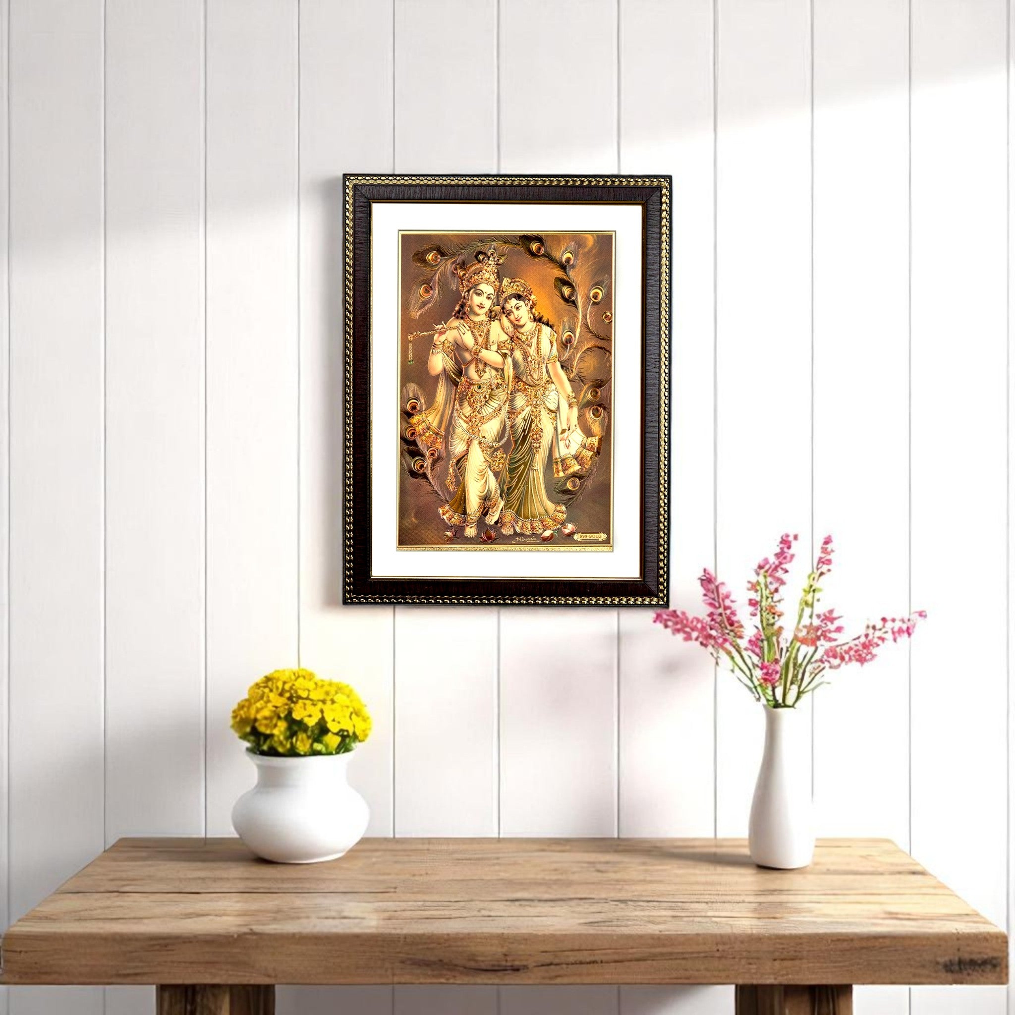 Radha Krishna Gold Foil Wall Art – A Divine Masterpiece for Your Home & Puja Room