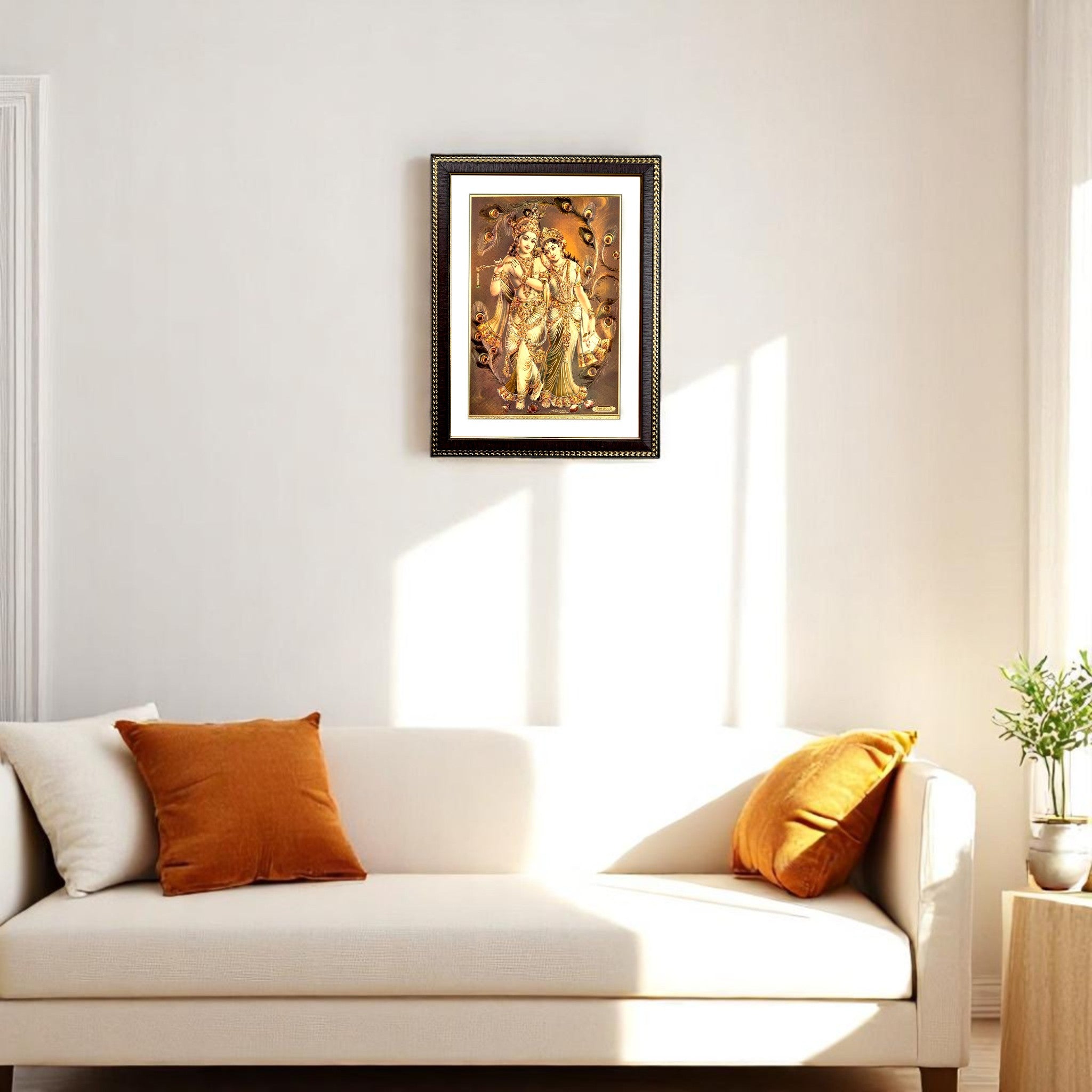 Radha Krishna Gold Foil Wall Art – A Divine Masterpiece for Your Home & Puja Room