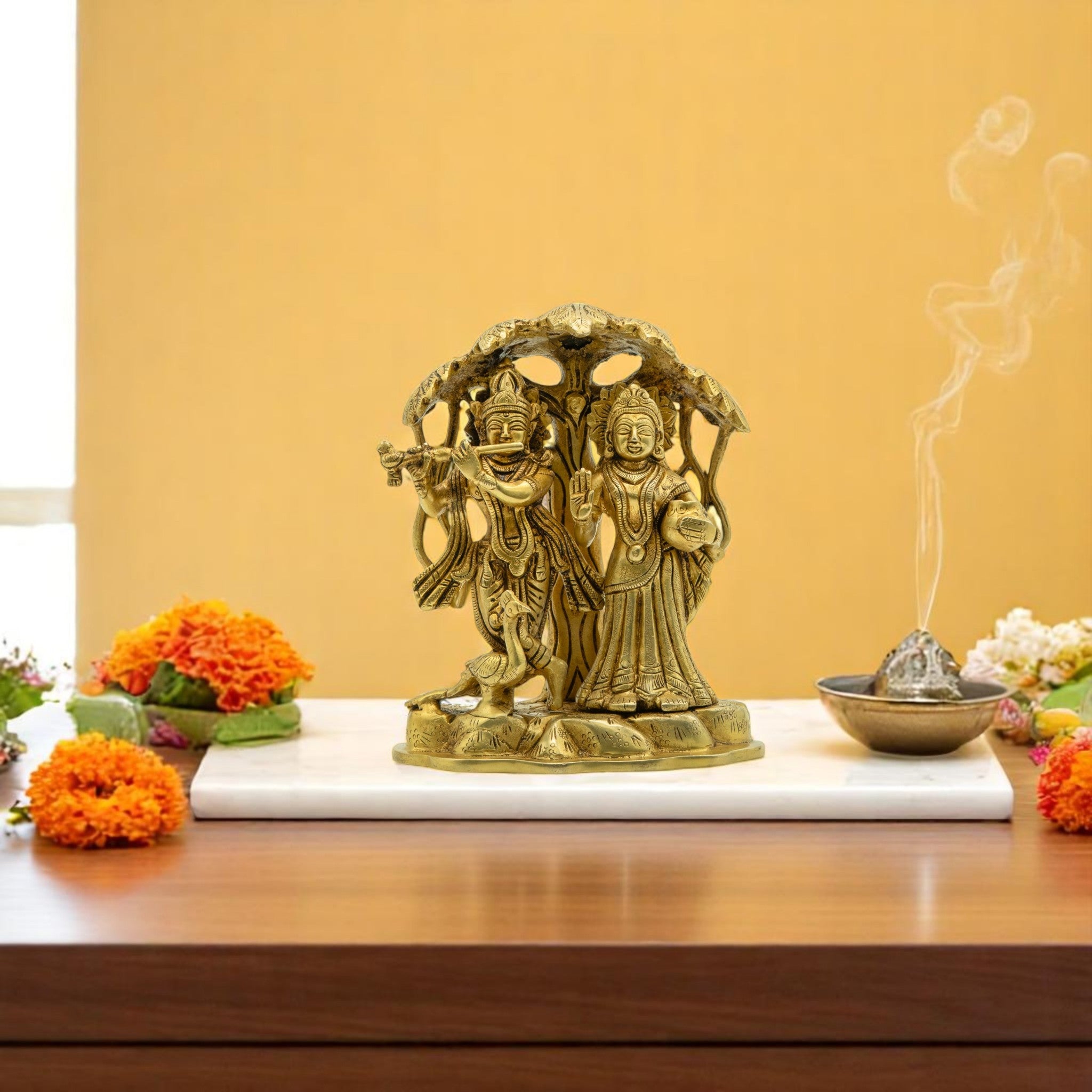 Radha Krishna Under Kadamba Tree – Fine Brass Idol for Home & Temple