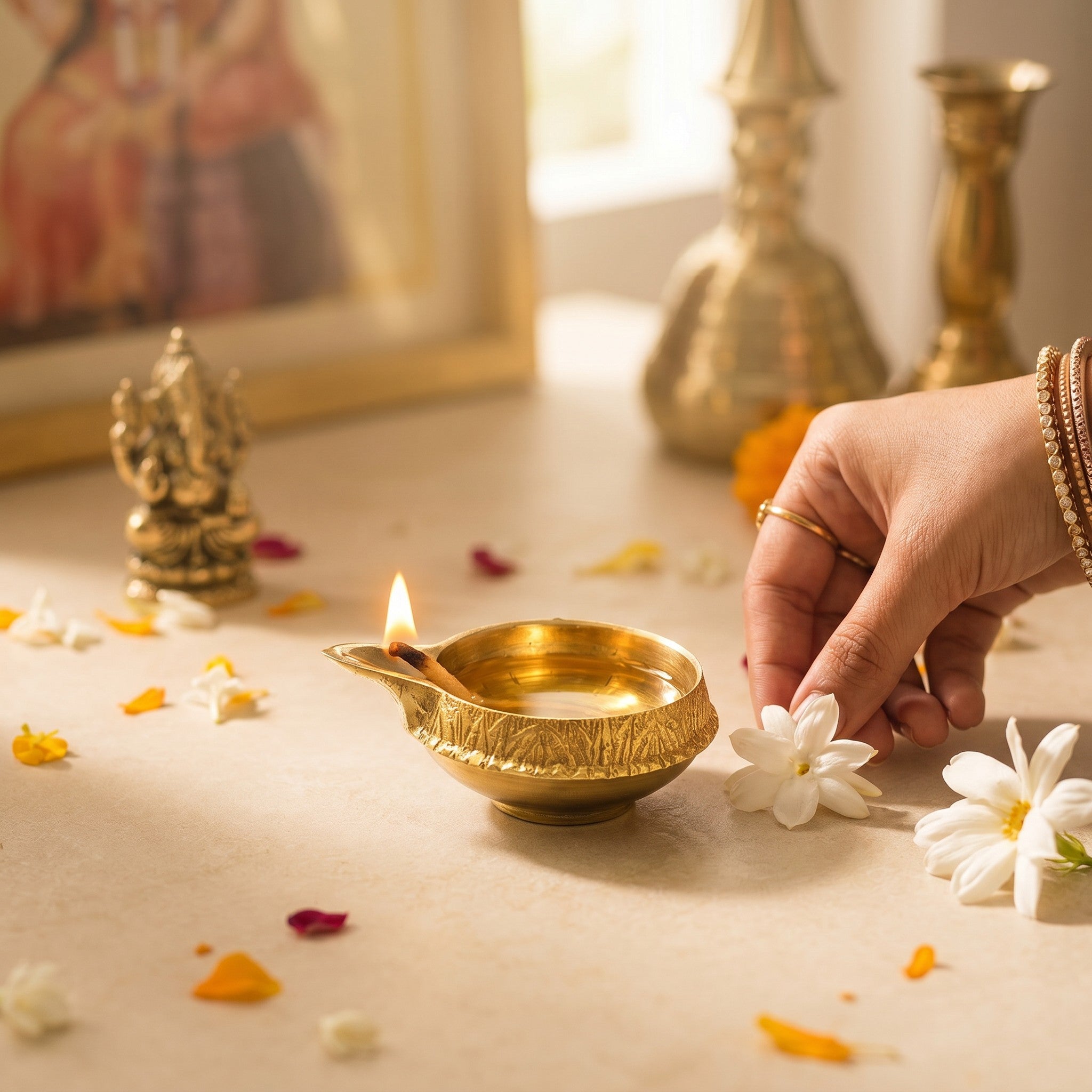 Pure Brass Kuber Deepak | Traditional Oil Lamp for Daily Puja