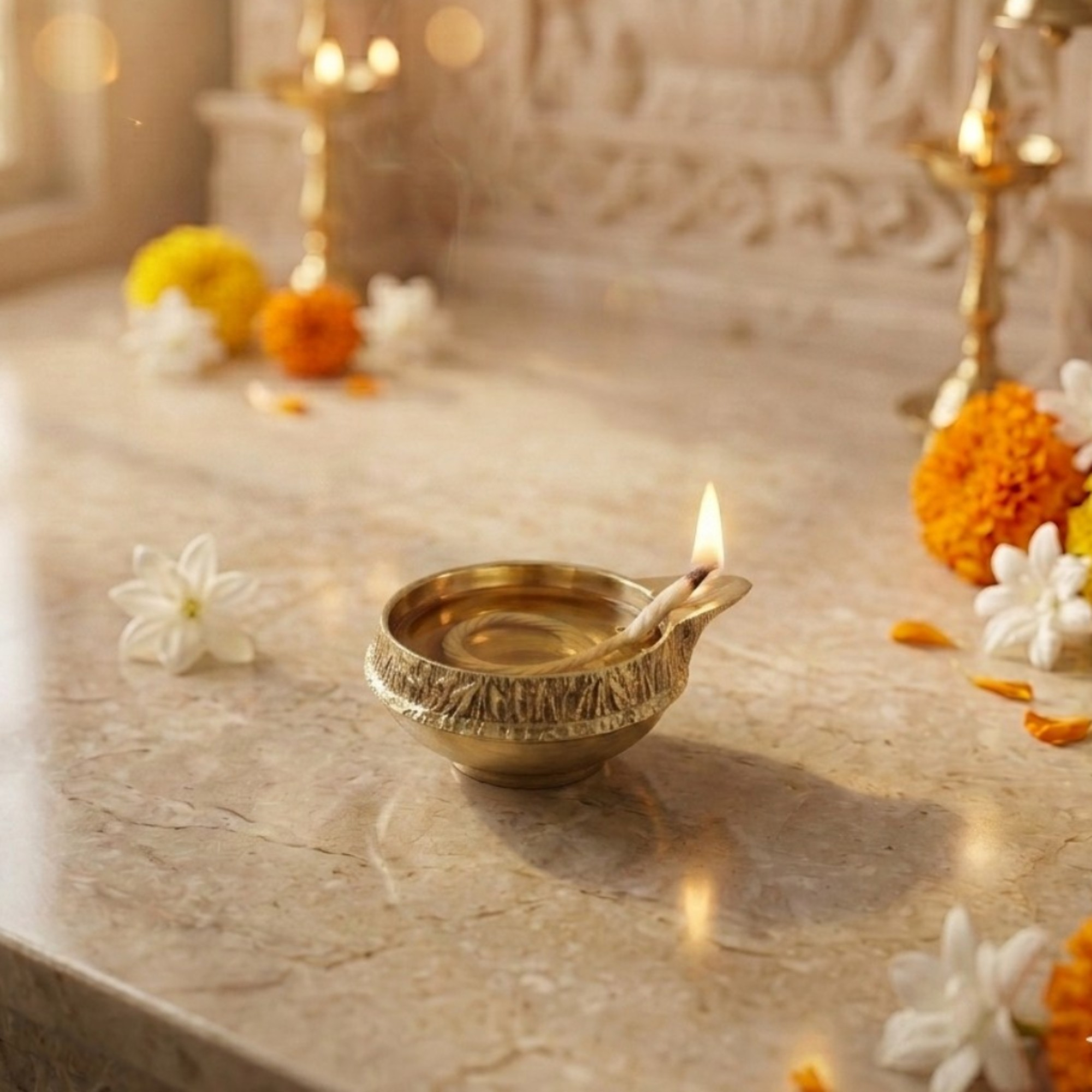 Pure Brass Kuber Deepak | Traditional Oil Lamp for Daily Puja