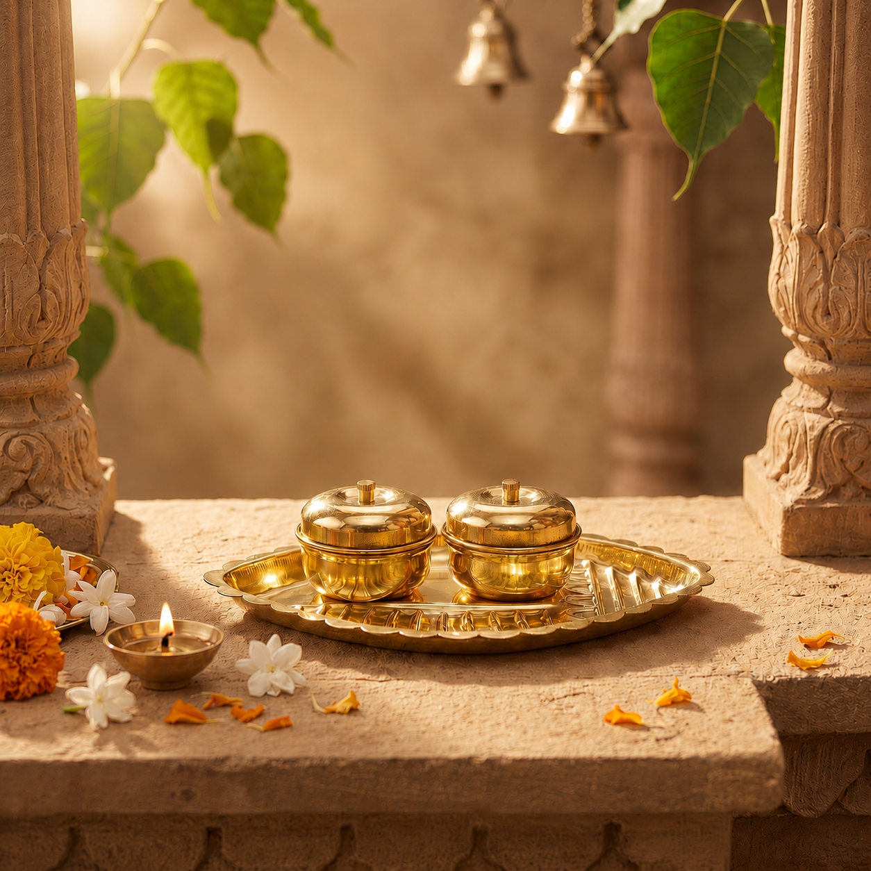 Brass Kumkum Chandan Box