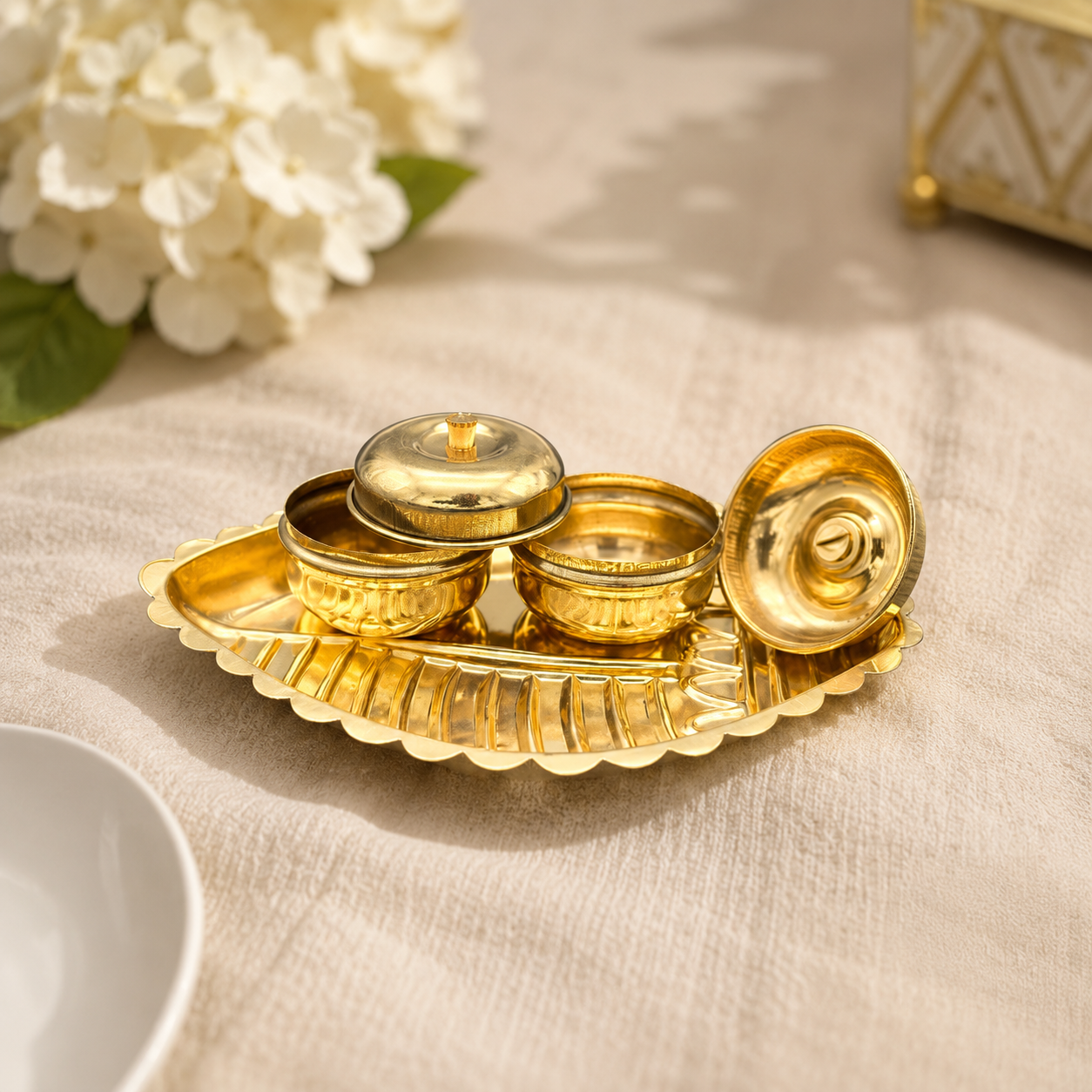 Brass Kumkum Chandan Box