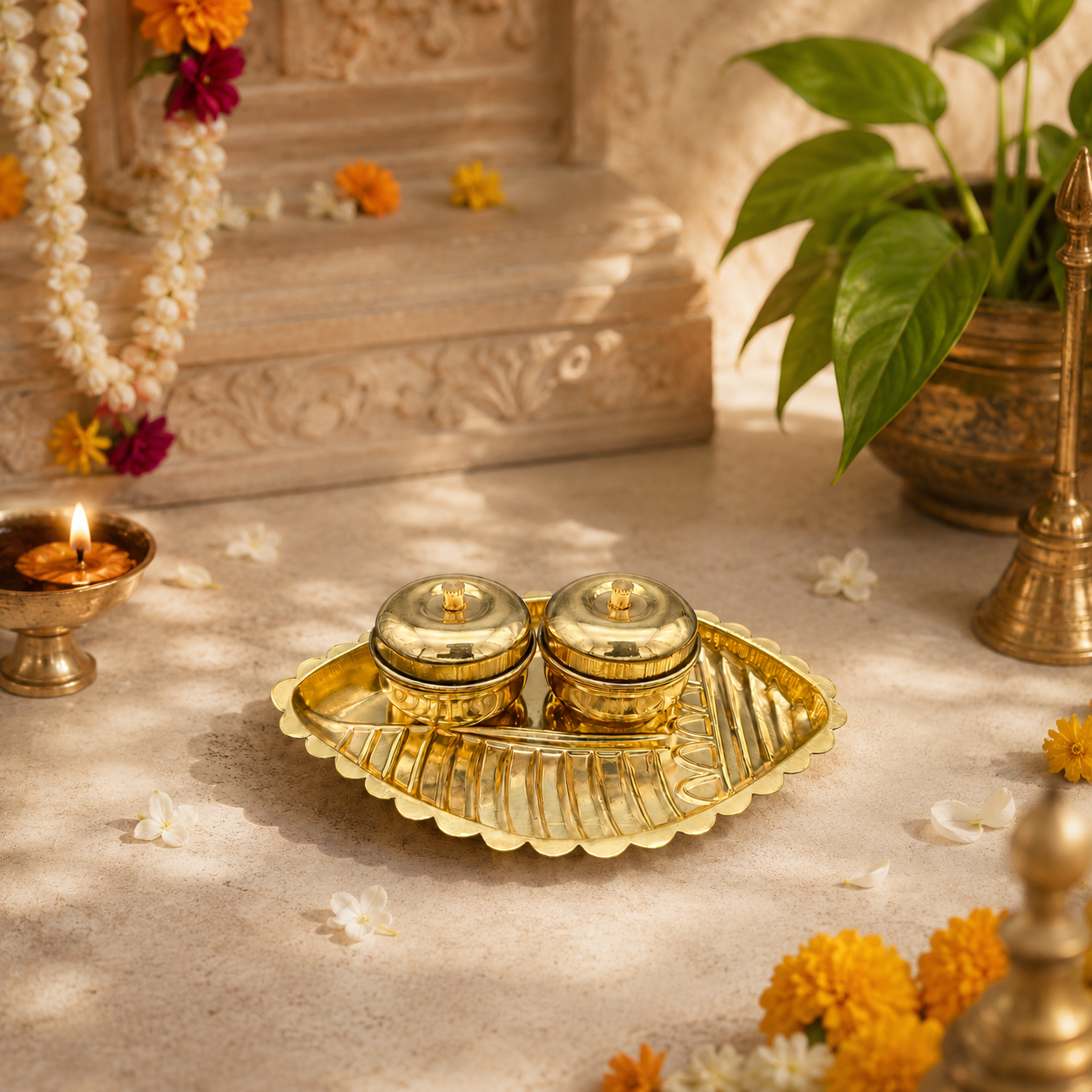 Brass Kumkum Chandan Box