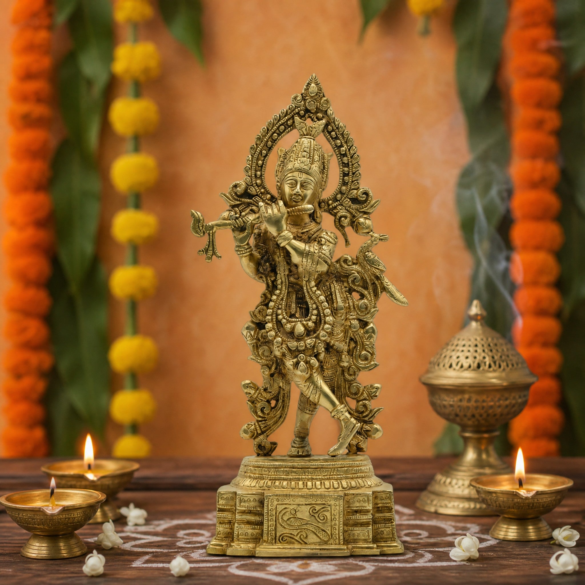Lord Krishna Brass Idol – Embodiment of Love, Grace & Devotion