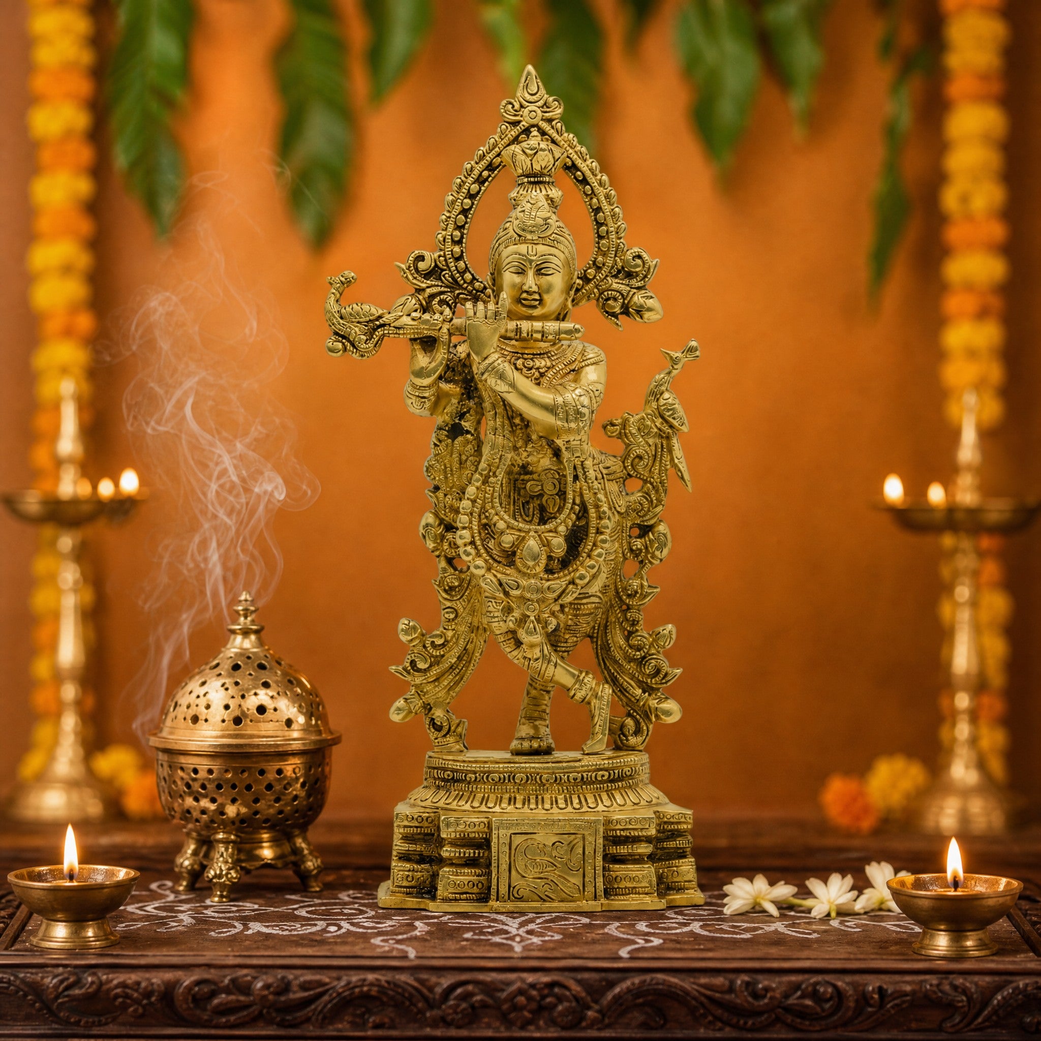 Lord Krishna Brass Idol – A Divine Melody of Love & Devotion