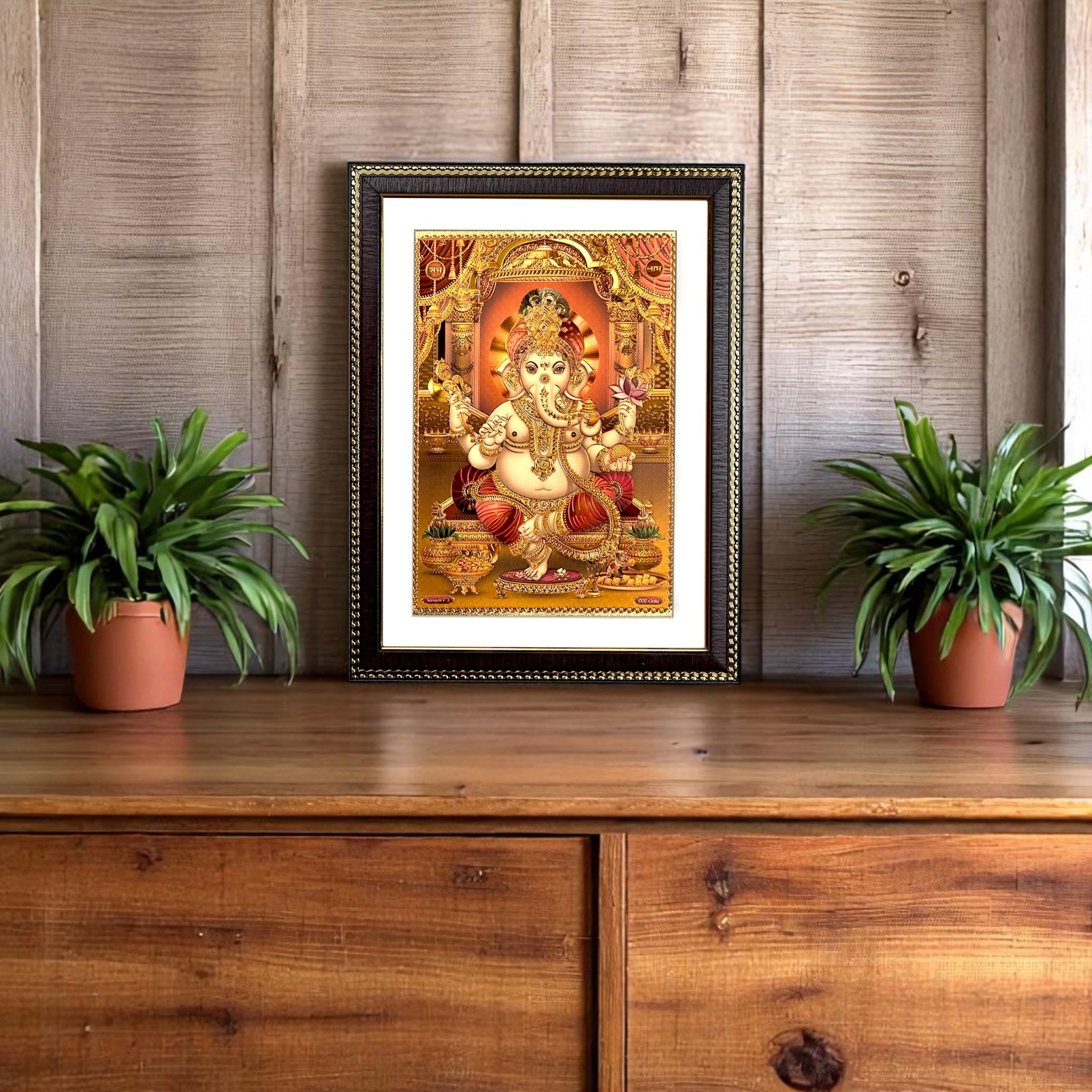 Lord Ganesha Gold Foil Wall Art – A Symbol of Prosperity & Wisdom