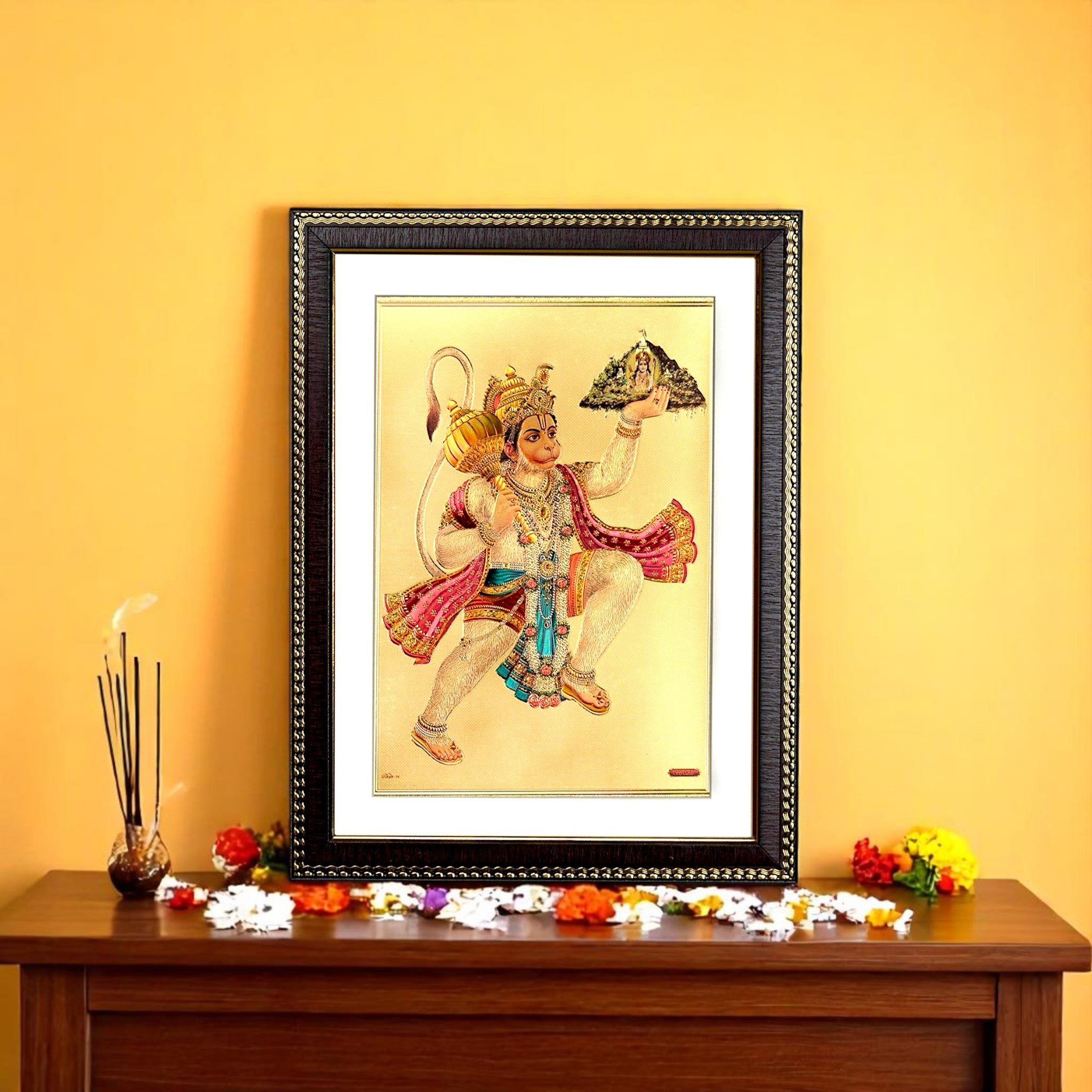 Lord Hanuman Gold Foil Wall Art – A Divine Masterpiece for Your Home & Puja Room
