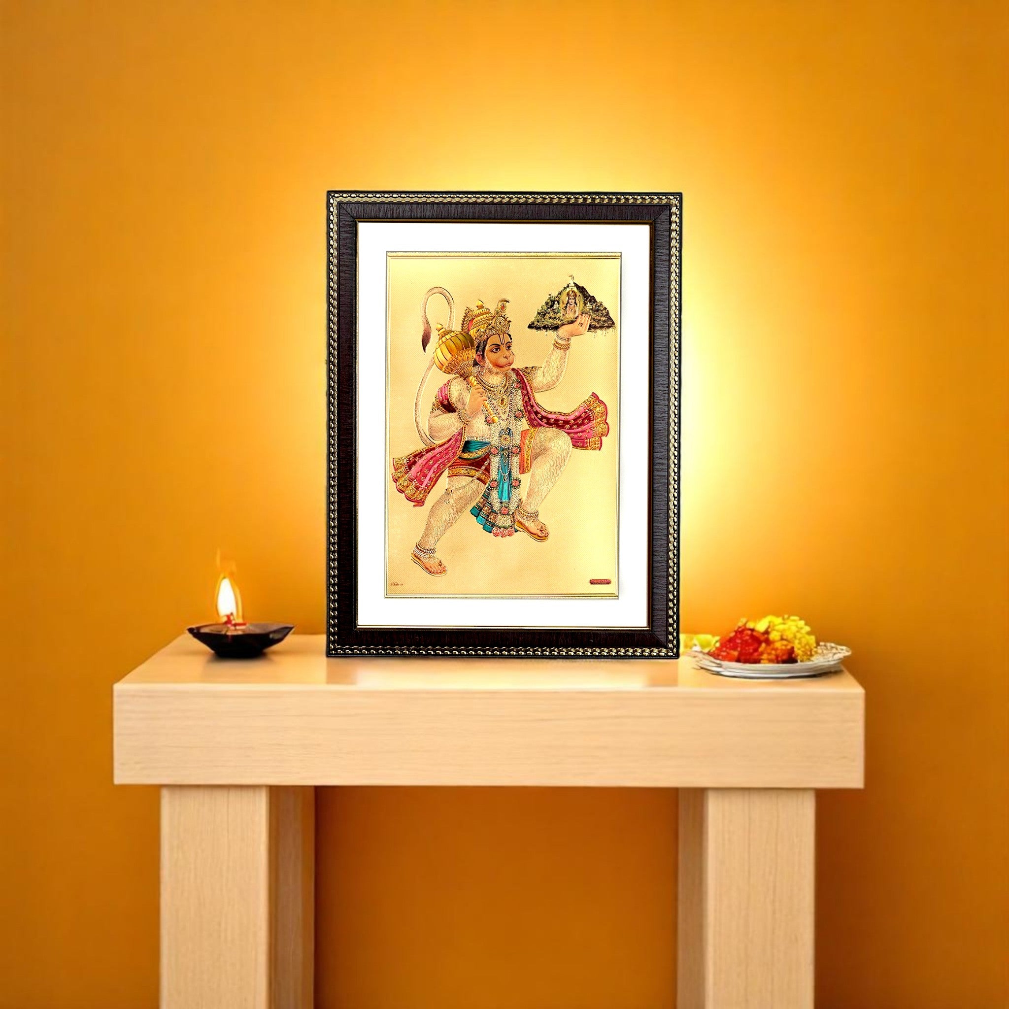 Lord Hanuman Gold Foil Wall Art – A Divine Masterpiece for Your Home & Puja Room