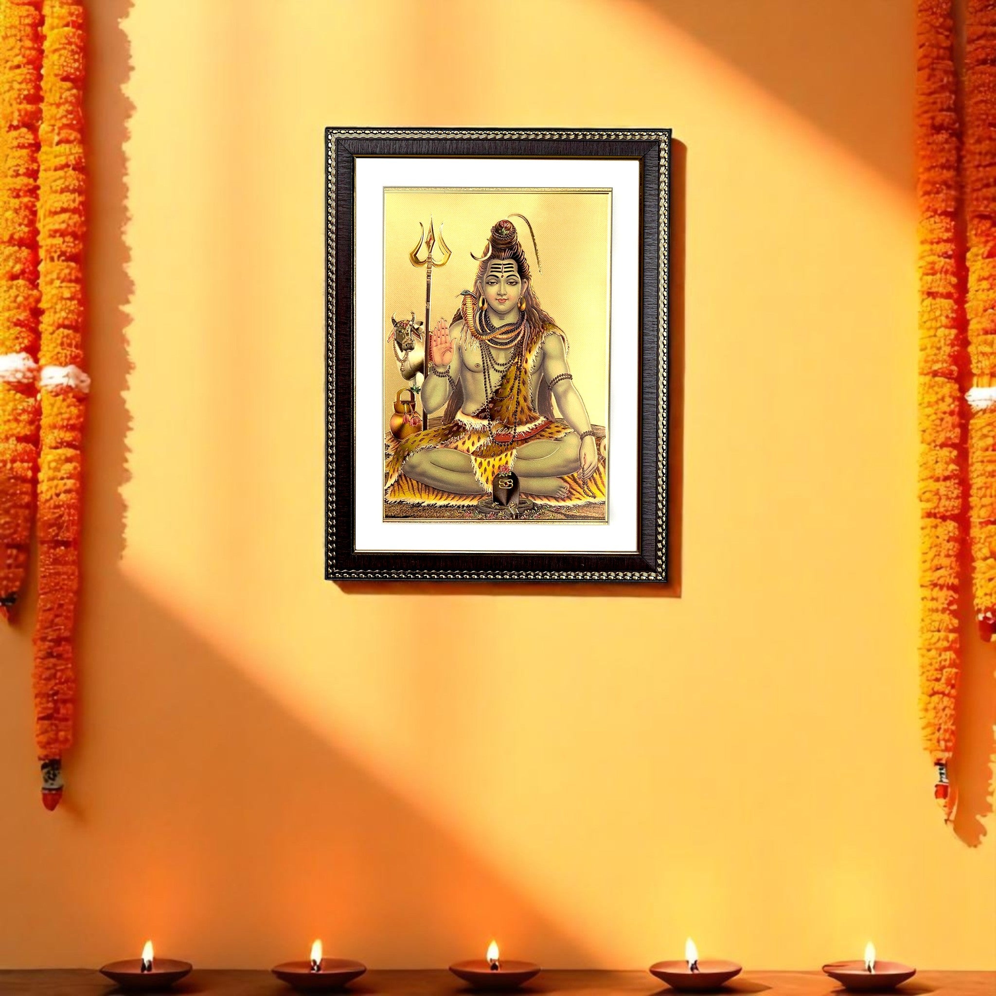 Lord Shiva Gold Foil Wall Art – A Divine Masterpiece for Your Home & Puja Room