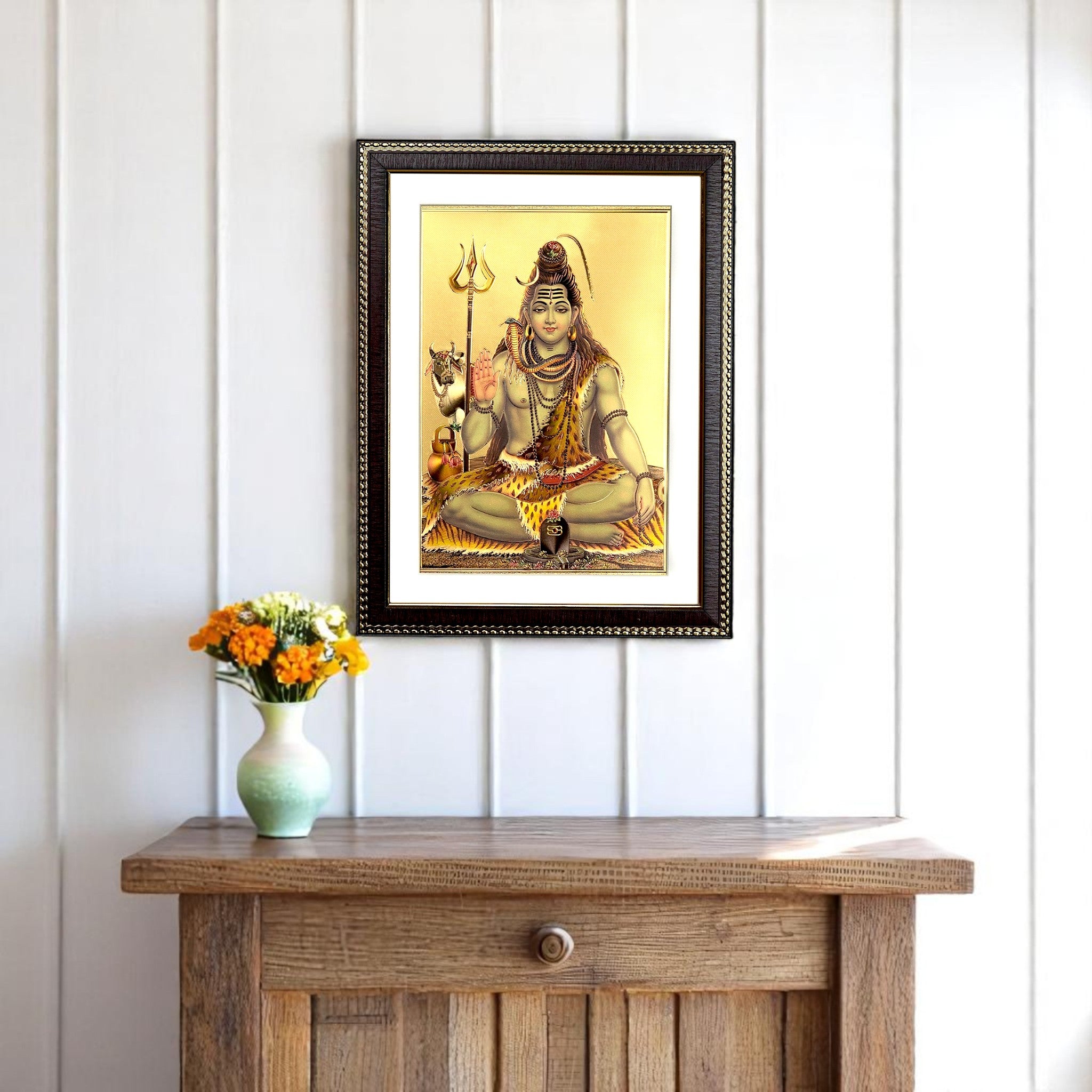 Lord Shiva Gold Foil Wall Art – A Divine Masterpiece for Your Home & Puja Room