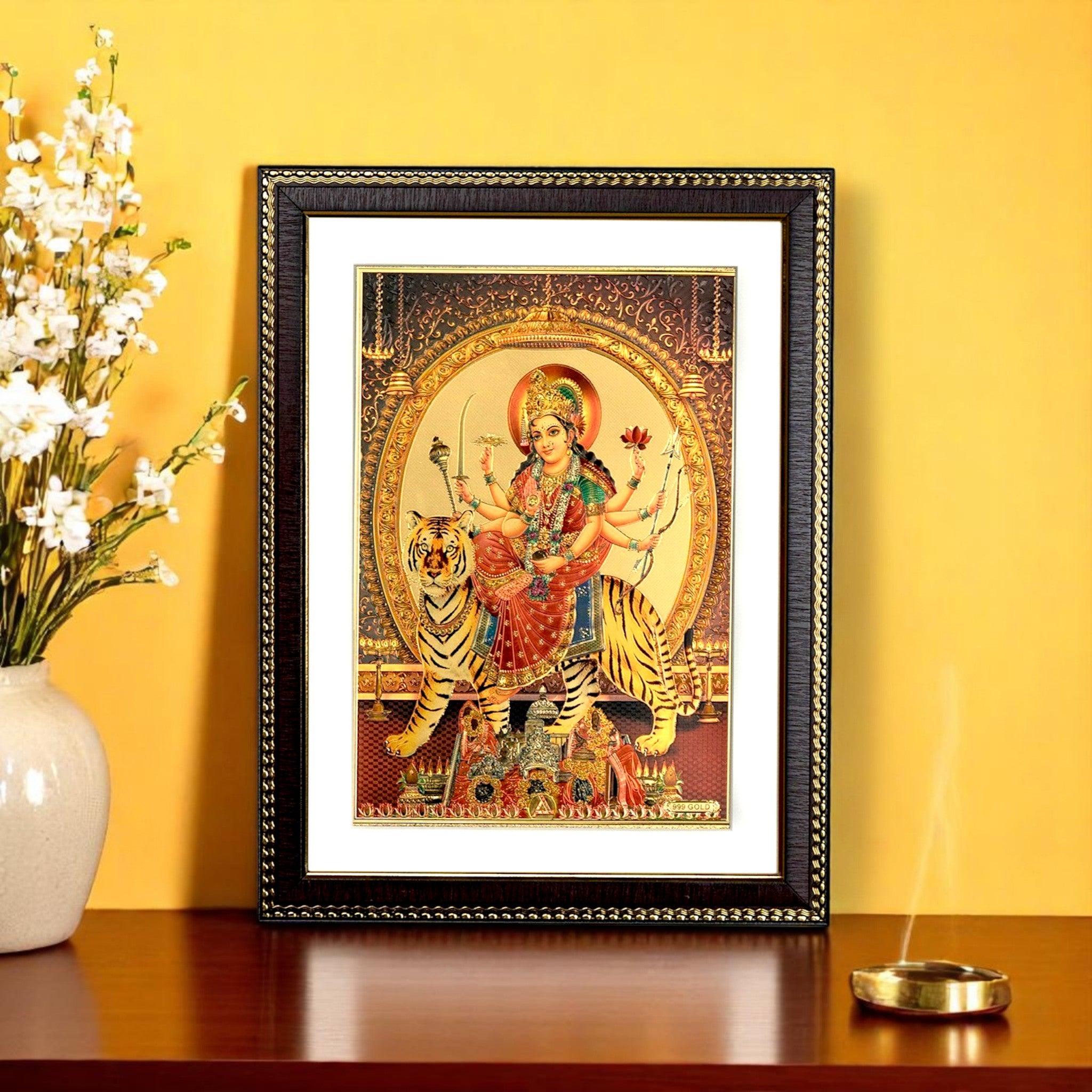 Maa Durga Gold Foil Wall Art - A Divine Masterpiece for Your Home & Puja Room