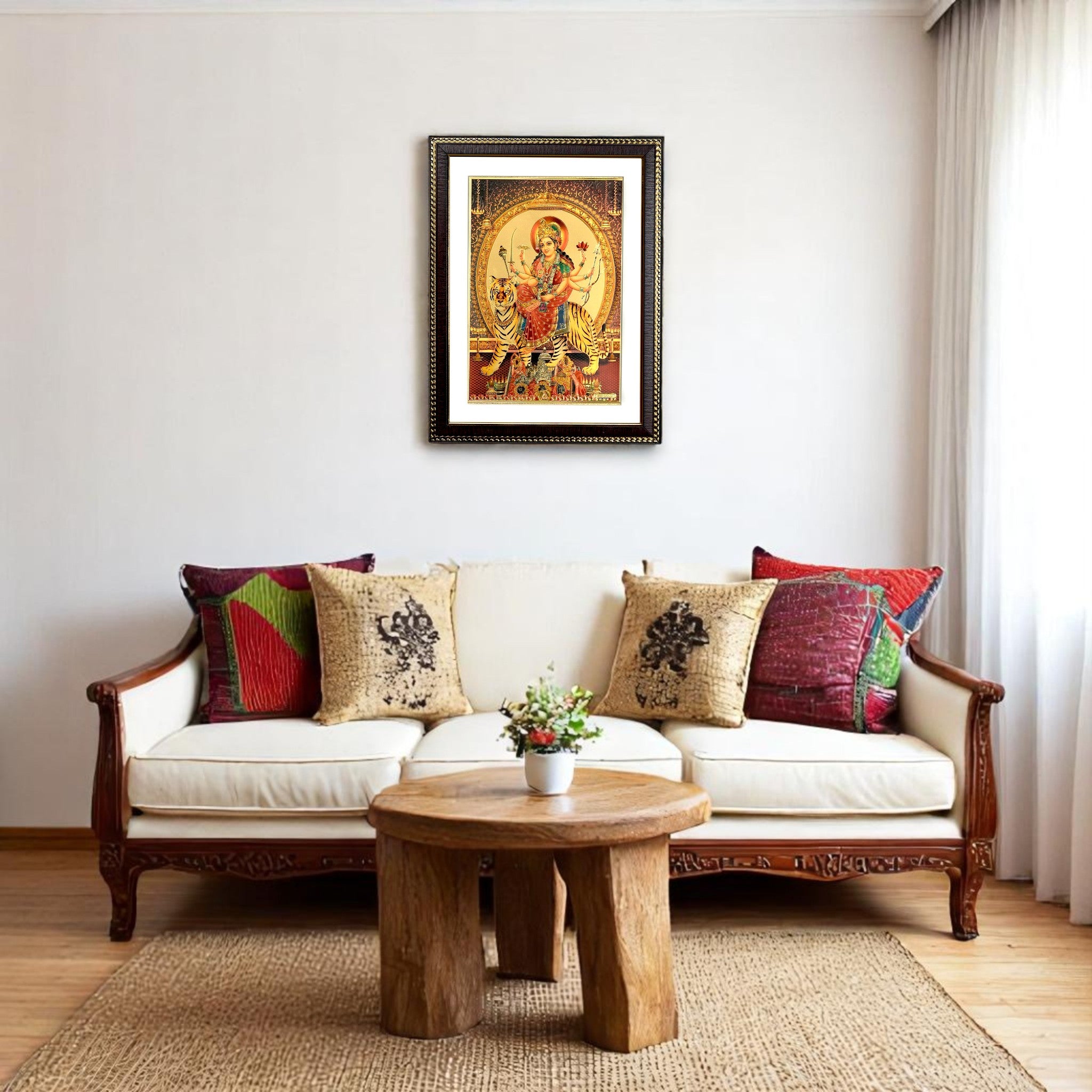Maa Durga Gold Foil Wall Art - A Divine Masterpiece for Your Home & Puja Room