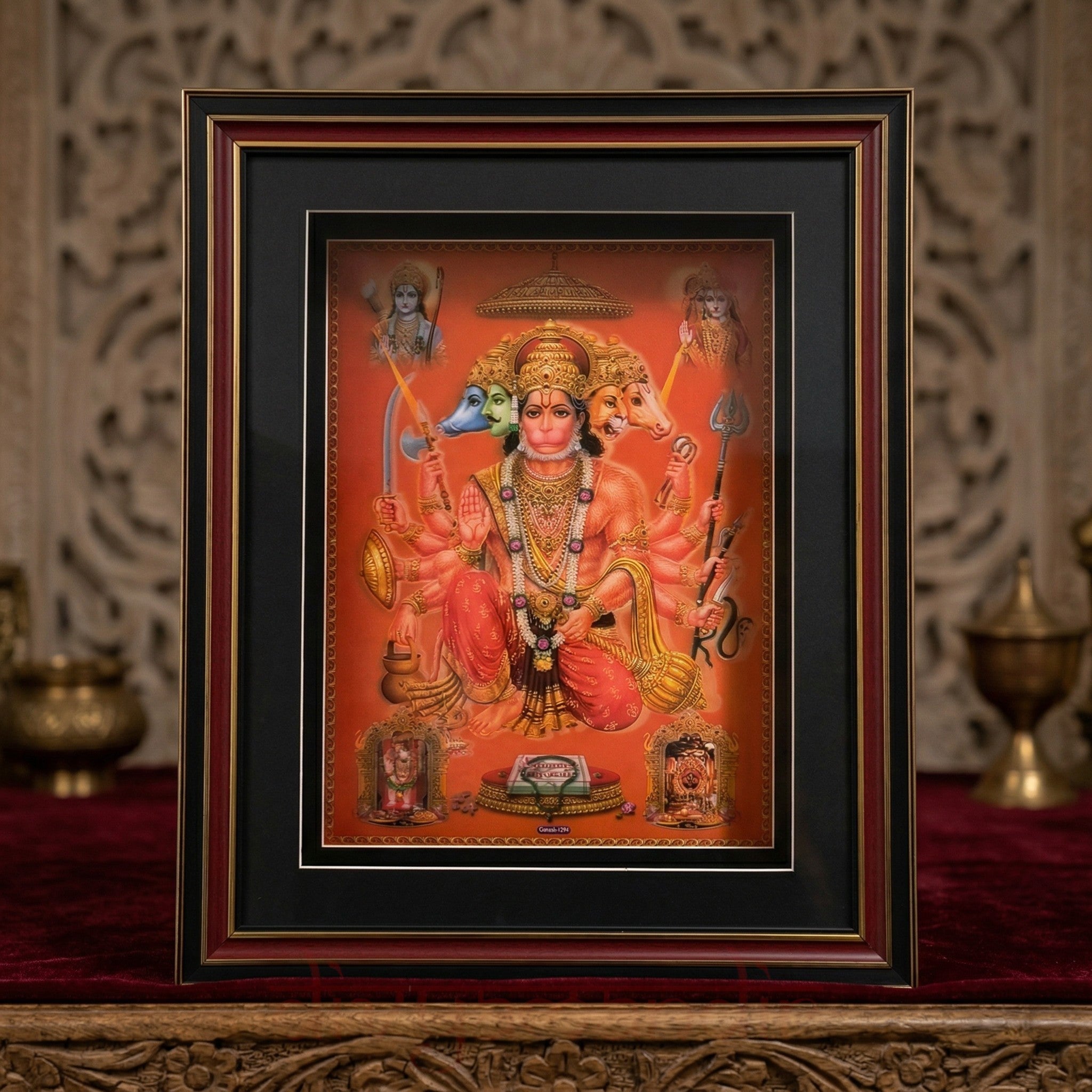Panchmukhi Hanuman Ji 3D Shadow Box Wall Art