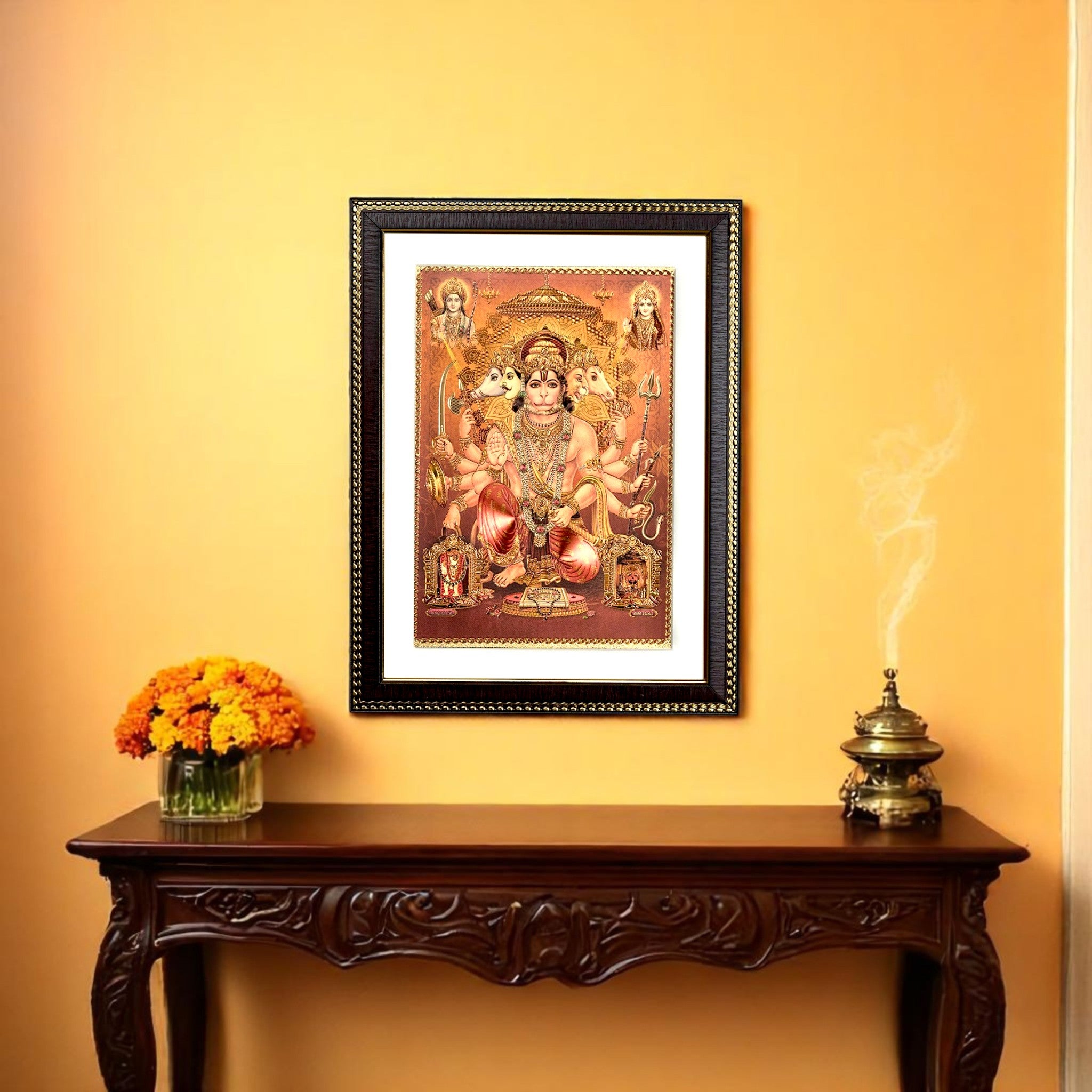 Panchmukhi Hanuman Gold Foil Wall Art – A Divine Masterpiece for Your Home & Puja Room