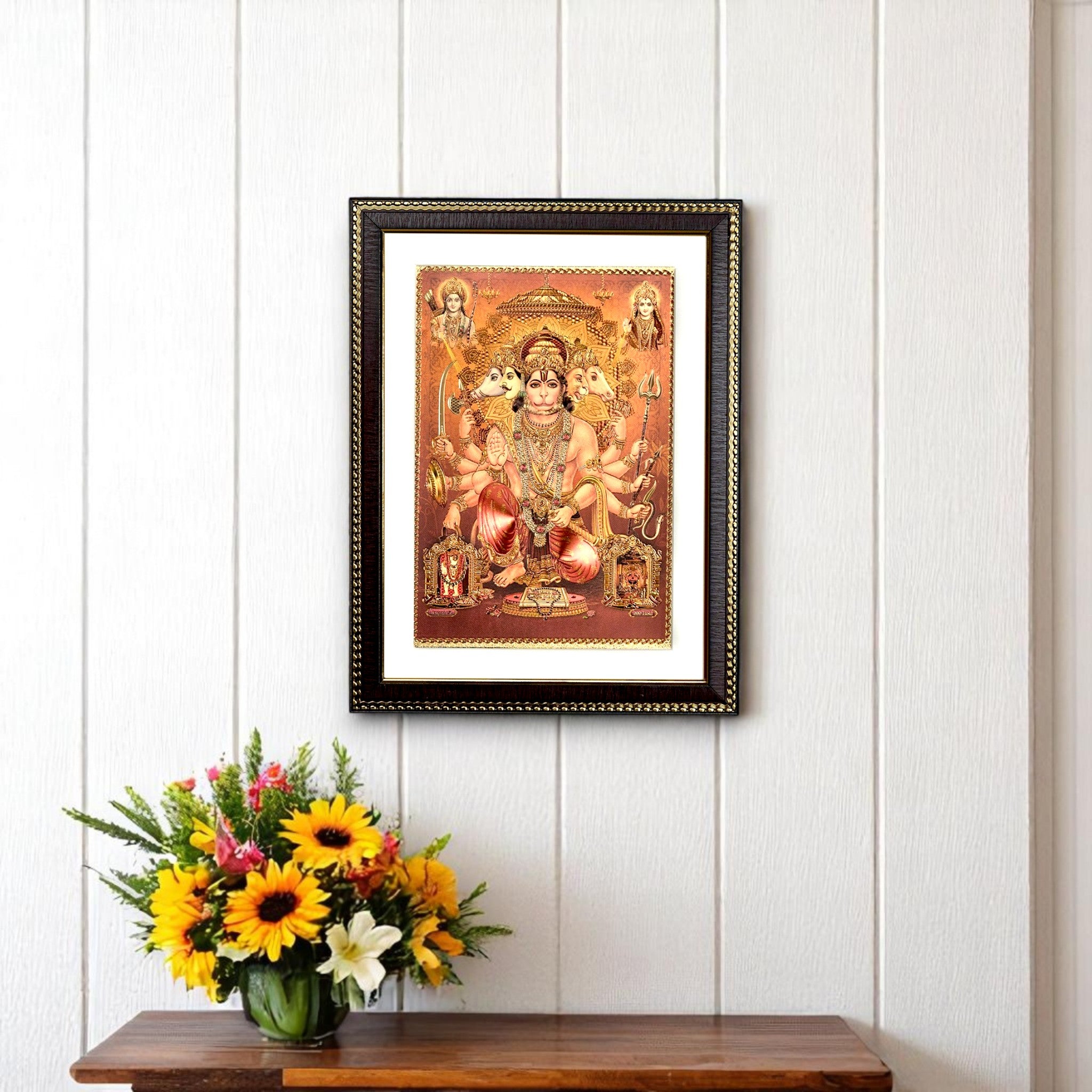 Panchmukhi Hanuman Gold Foil Wall Art – A Divine Masterpiece for Your Home & Puja Room