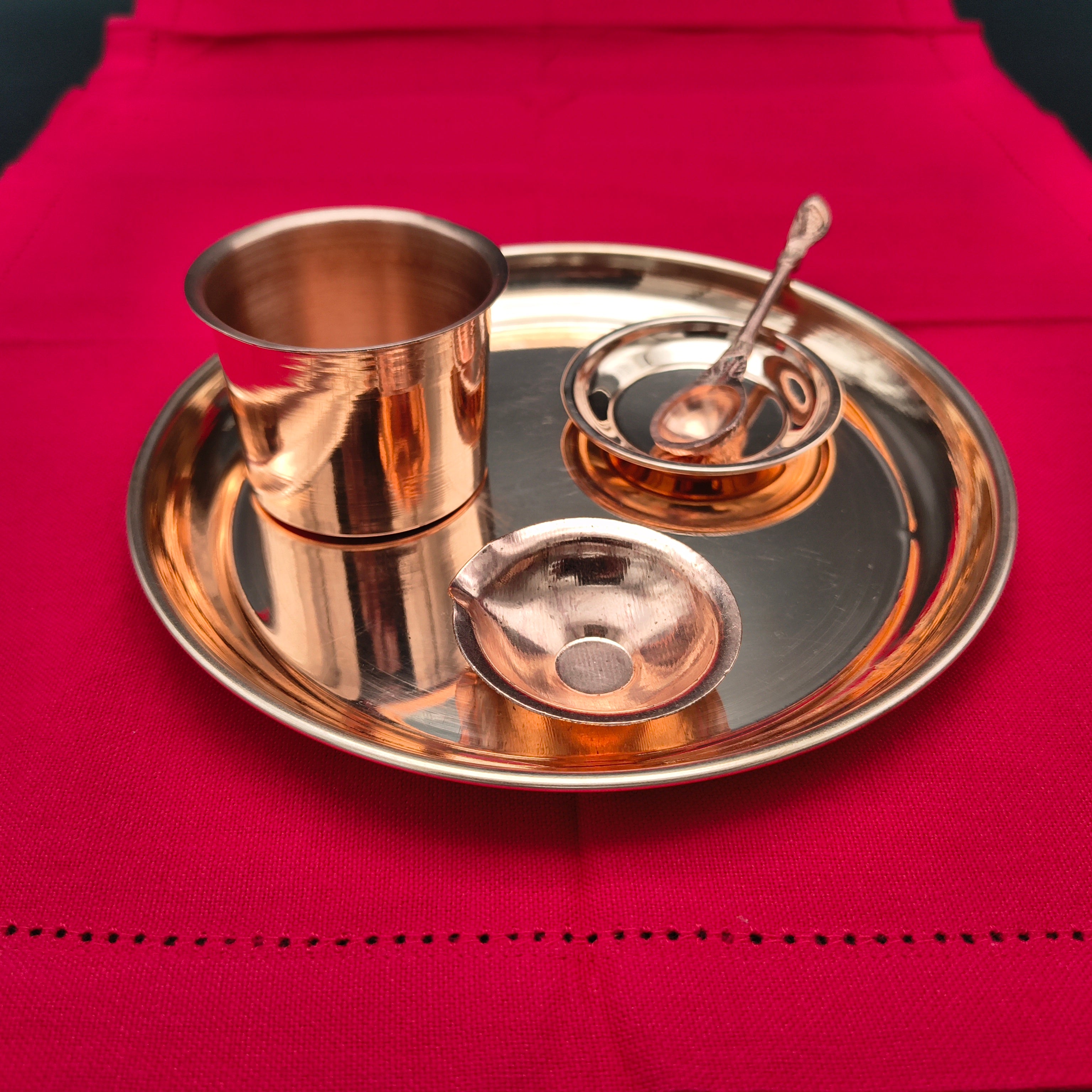 Copper Pooja Thali Set for Daily Rituals