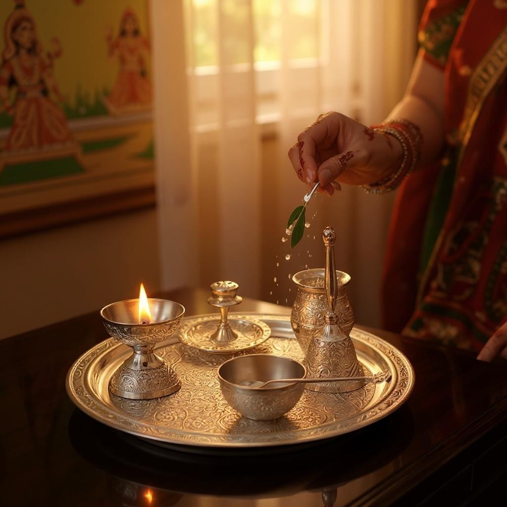 Exquisite Silver-Plated Pooja Thali Set – Traditional Elegance for Your Rituals