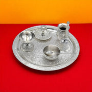 Exquisite Silver-Plated Pooja Thali Set – Traditional Elegance for Your Rituals