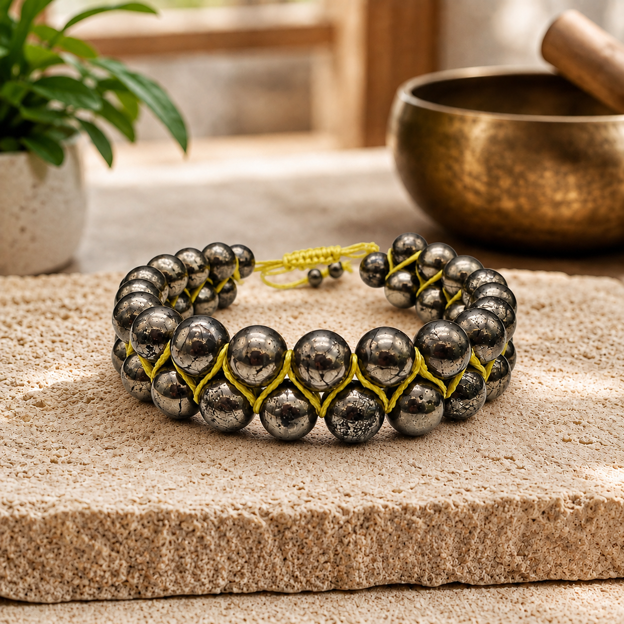 Pyrite Gemstone Rakhi Macramé Bracelet (Free Size)