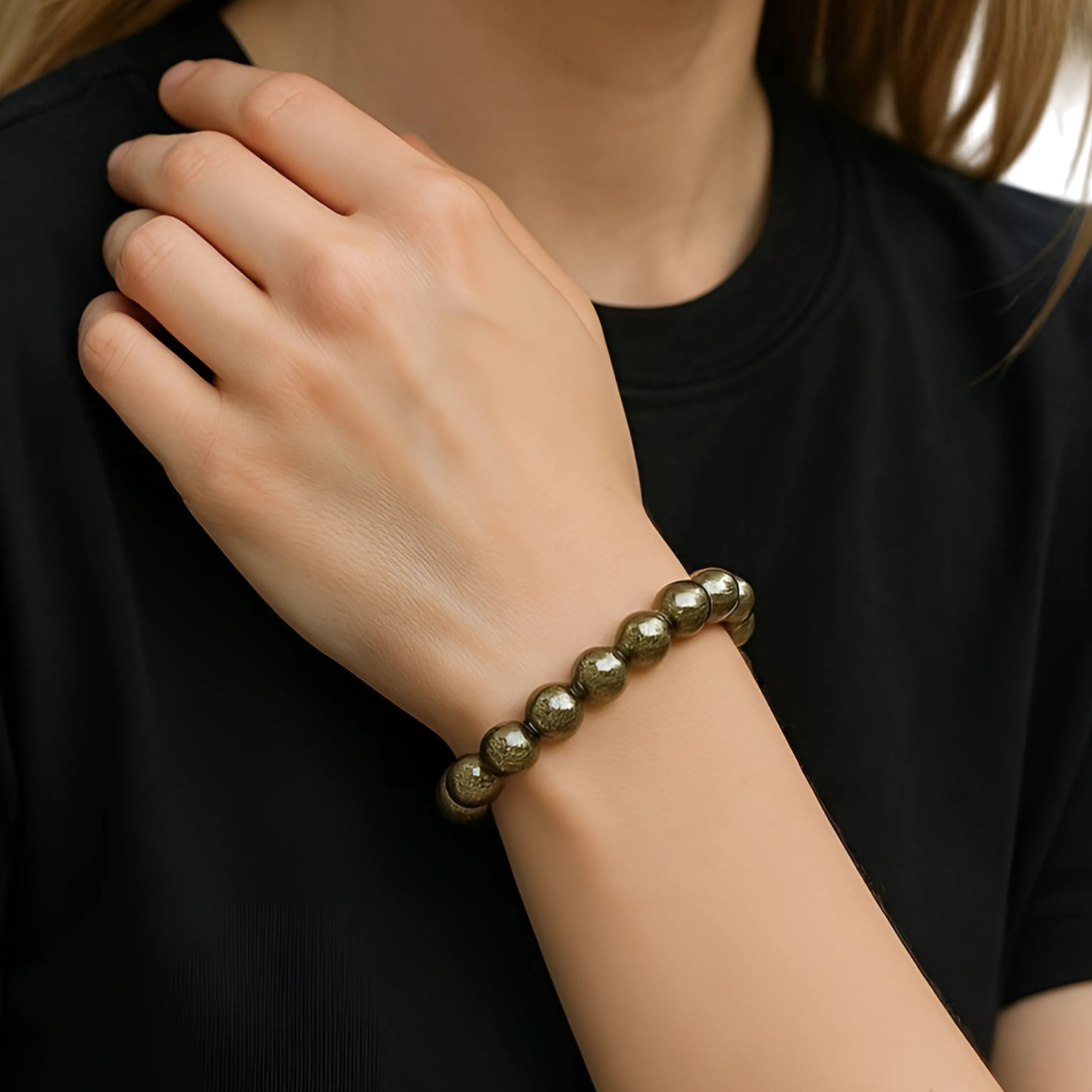Raw Pyrite Protection Bead Bracelet
