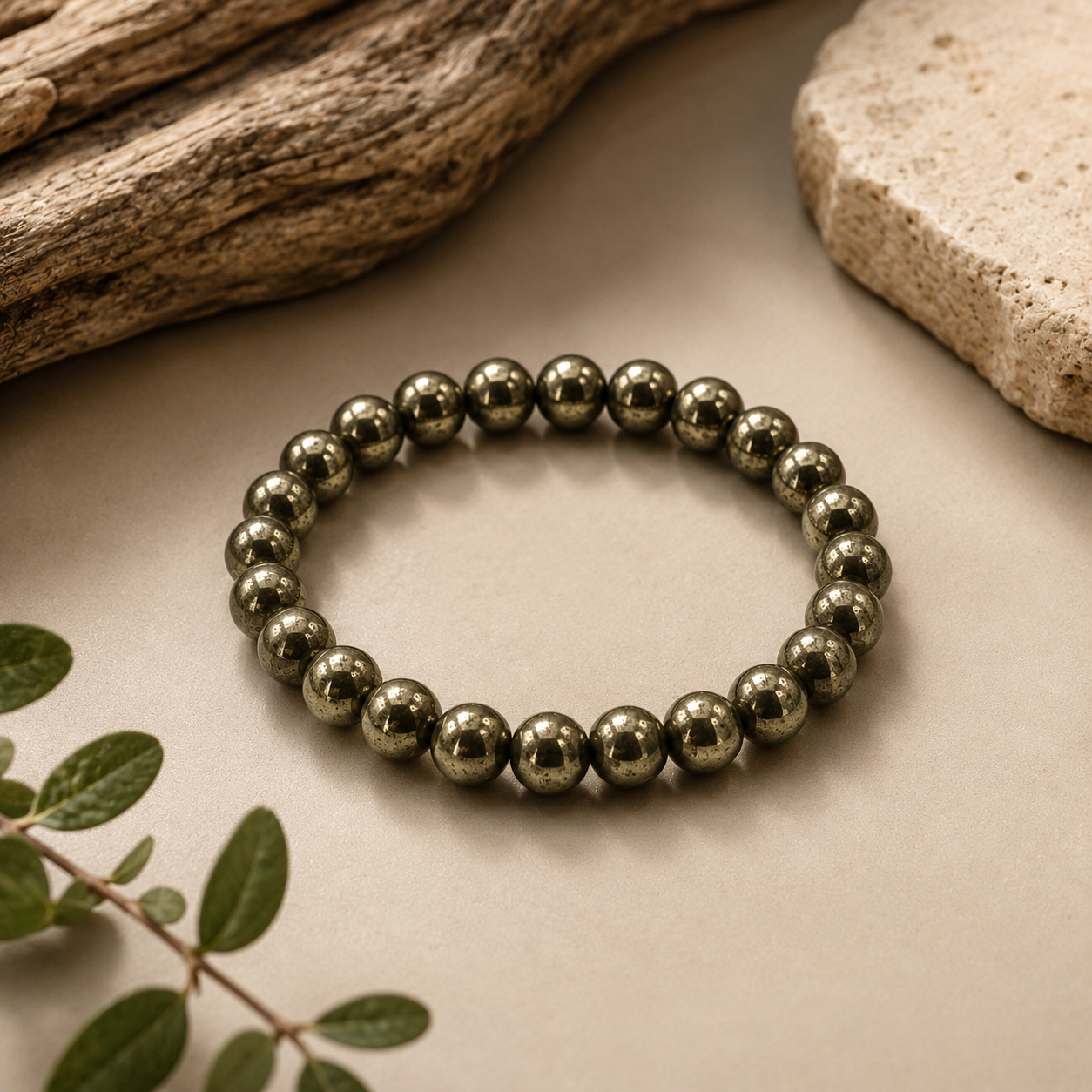 Raw Pyrite Protection Bead Bracelet