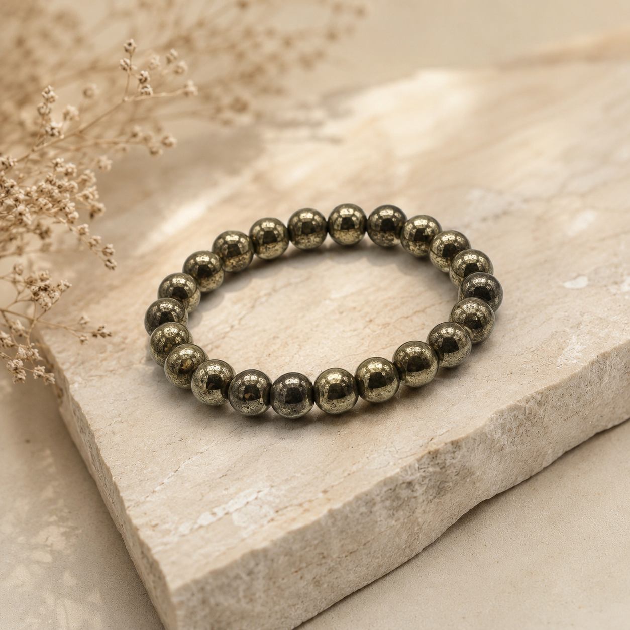 Raw Pyrite Protection Bead Bracelet