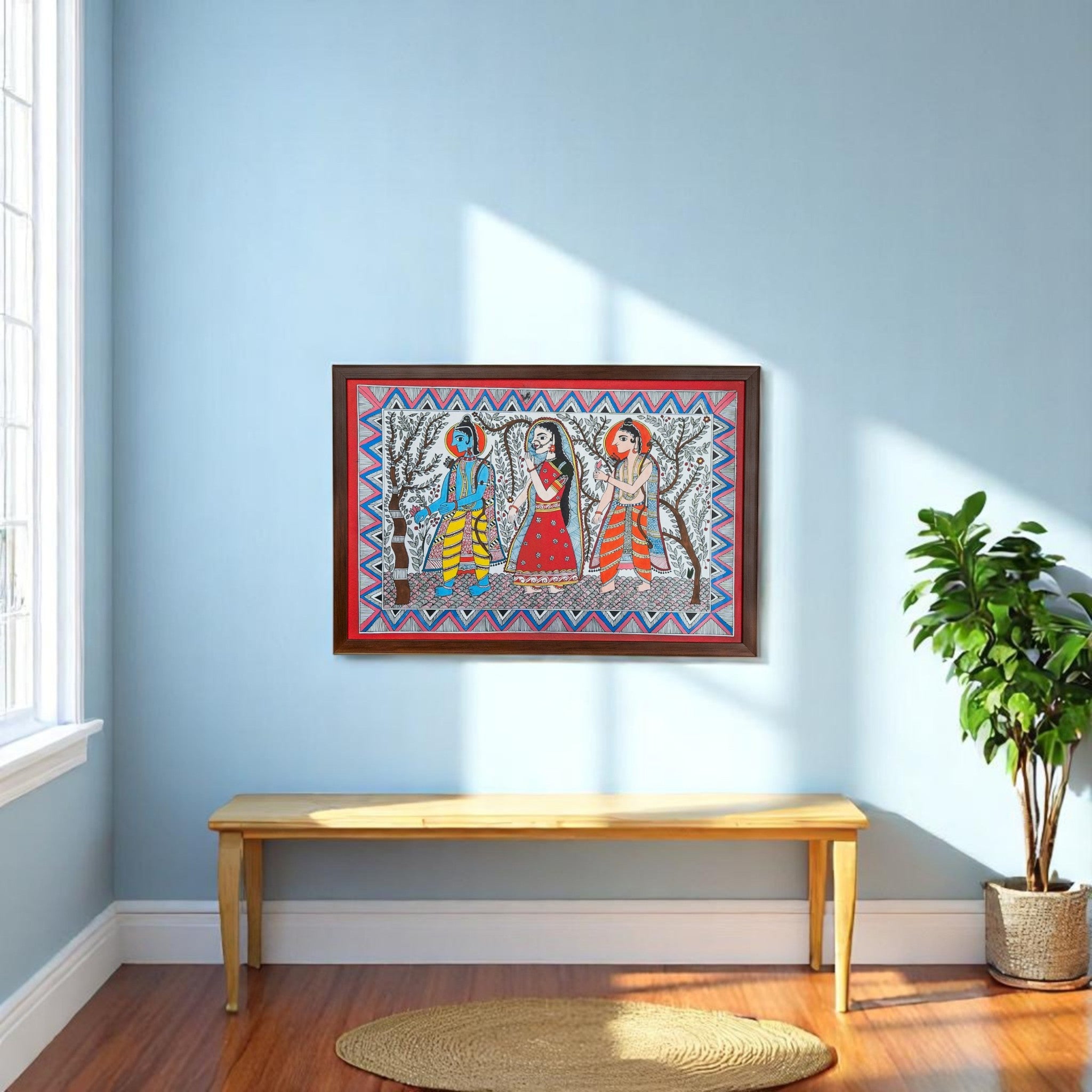 Sacred Madhubani Ram-Sita Wedding Wall Art – A Symbol of Divine Love & Devotion