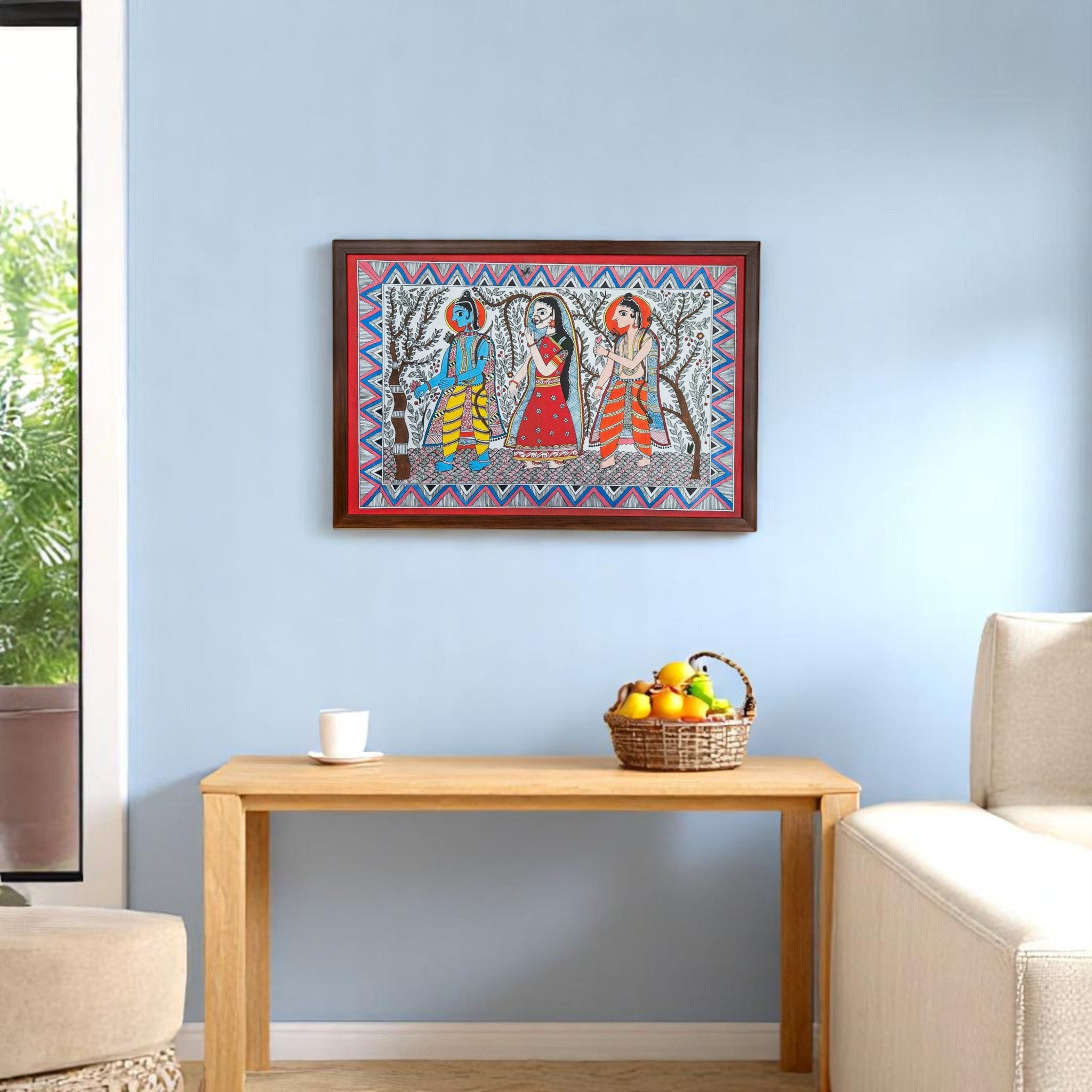 Sacred Madhubani Ram-Sita Wedding Wall Art – A Symbol of Divine Love & Devotion